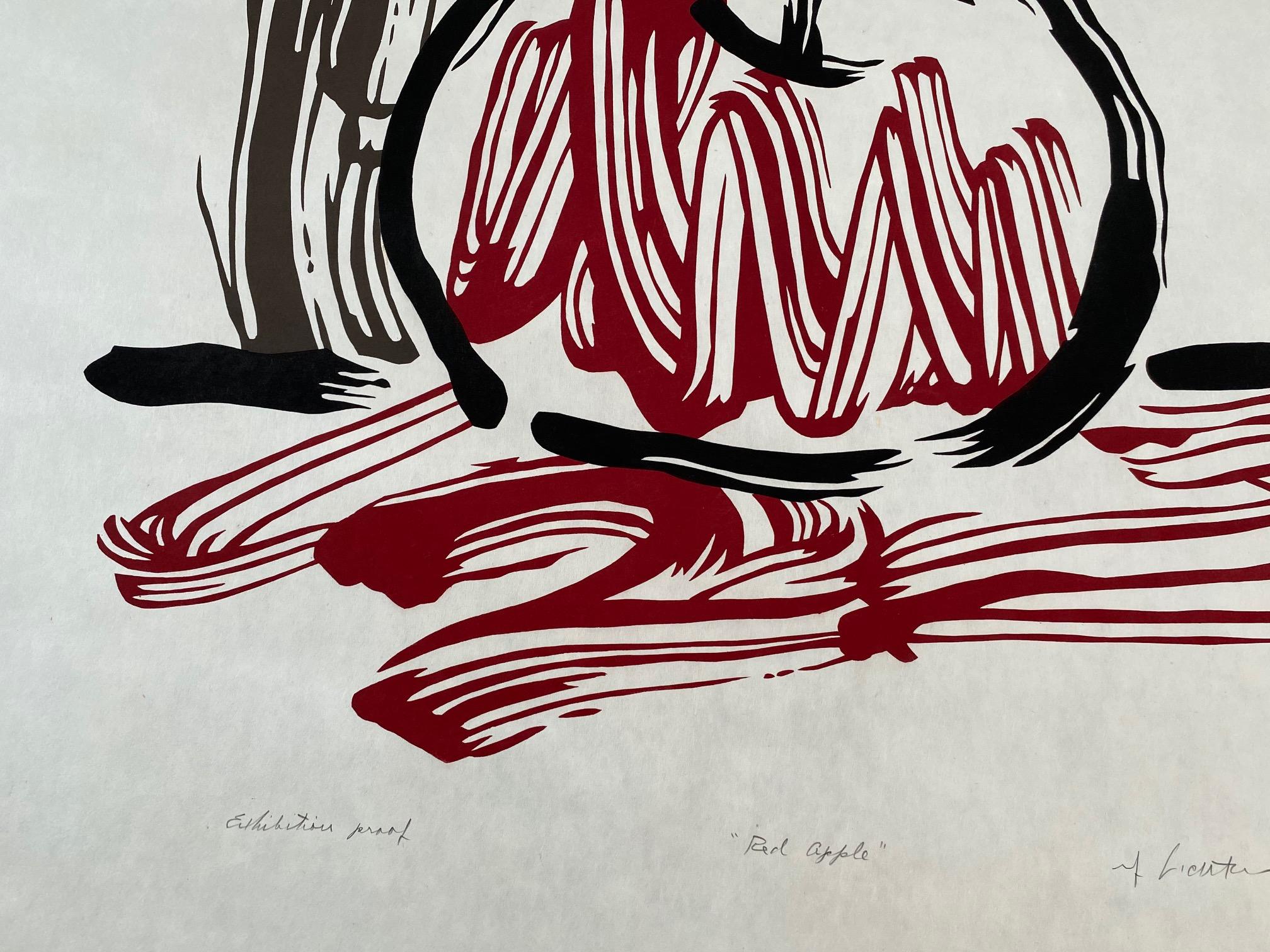 Red Apple, Exhibition Proof - Beige Abstract Print by Roy Lichtenstein