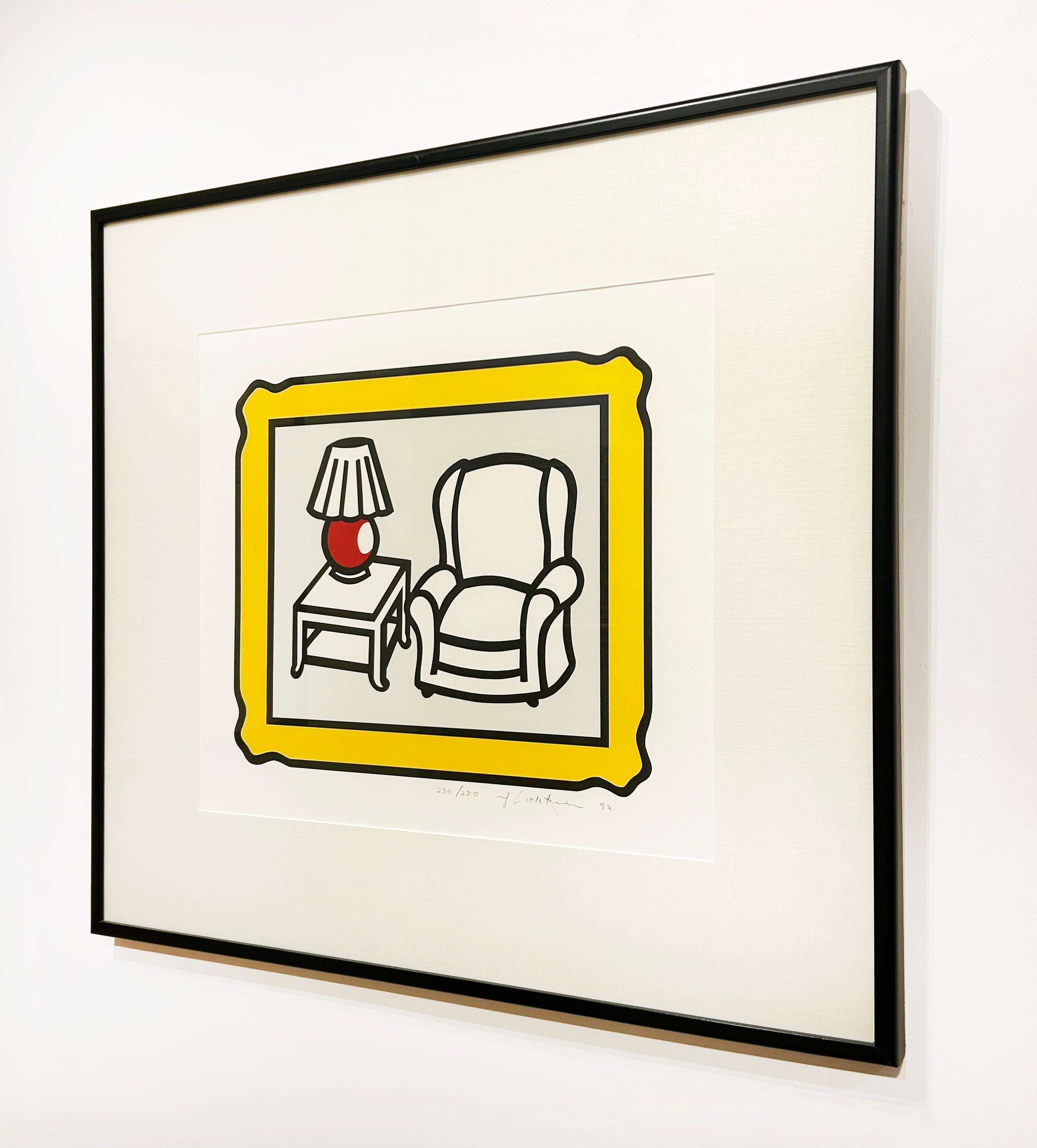 Artiste :  Lichtenstein, Roy
Titre :  Lampe rouge 
Date :  1992 
Moyen :  Lithographie originale sur papier Rives BFK
Sans cadre Dimensions :  21.5