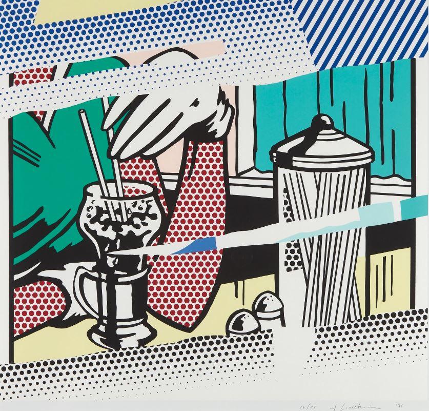 Roy Lichtenstein Interior Print - Reflections on Soda Fountain, from The Reflection Series
