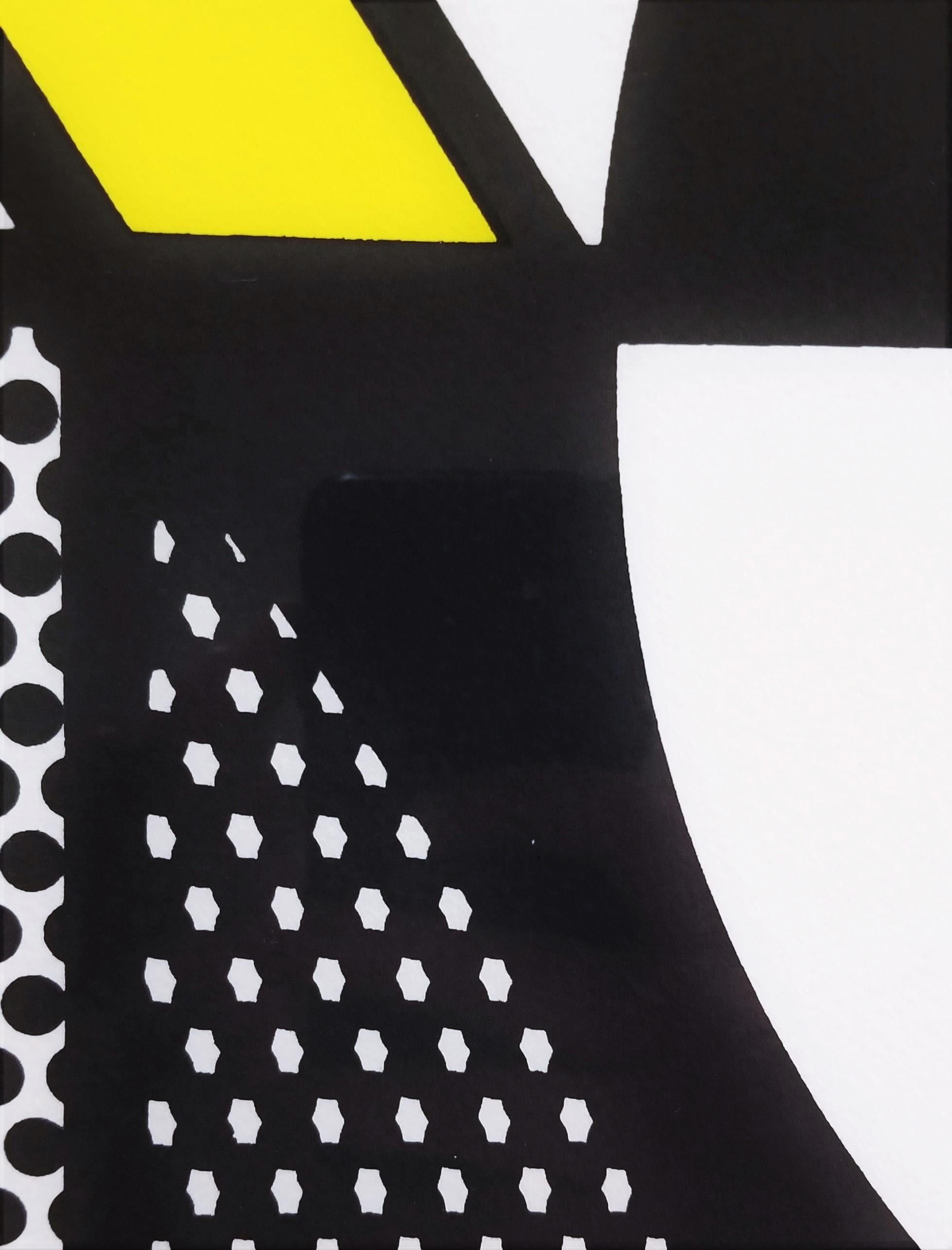 Repeated Design /// Pop Art Roy Lichtenstein Abstract Geometric Yellow Black NY For Sale 10