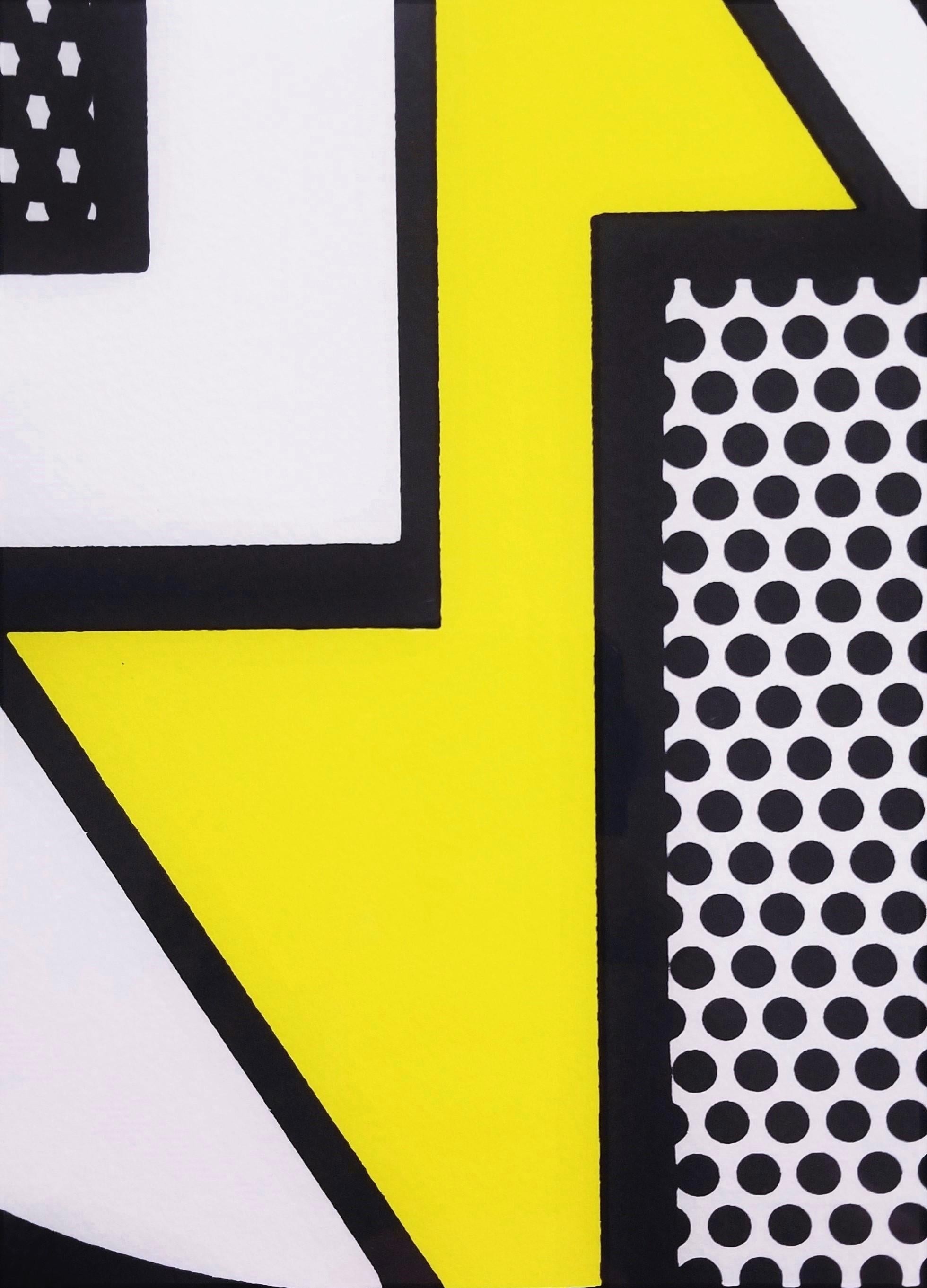 Repeated Design /// Pop Art Roy Lichtenstein Abstract Geometric Yellow Black NY For Sale 11