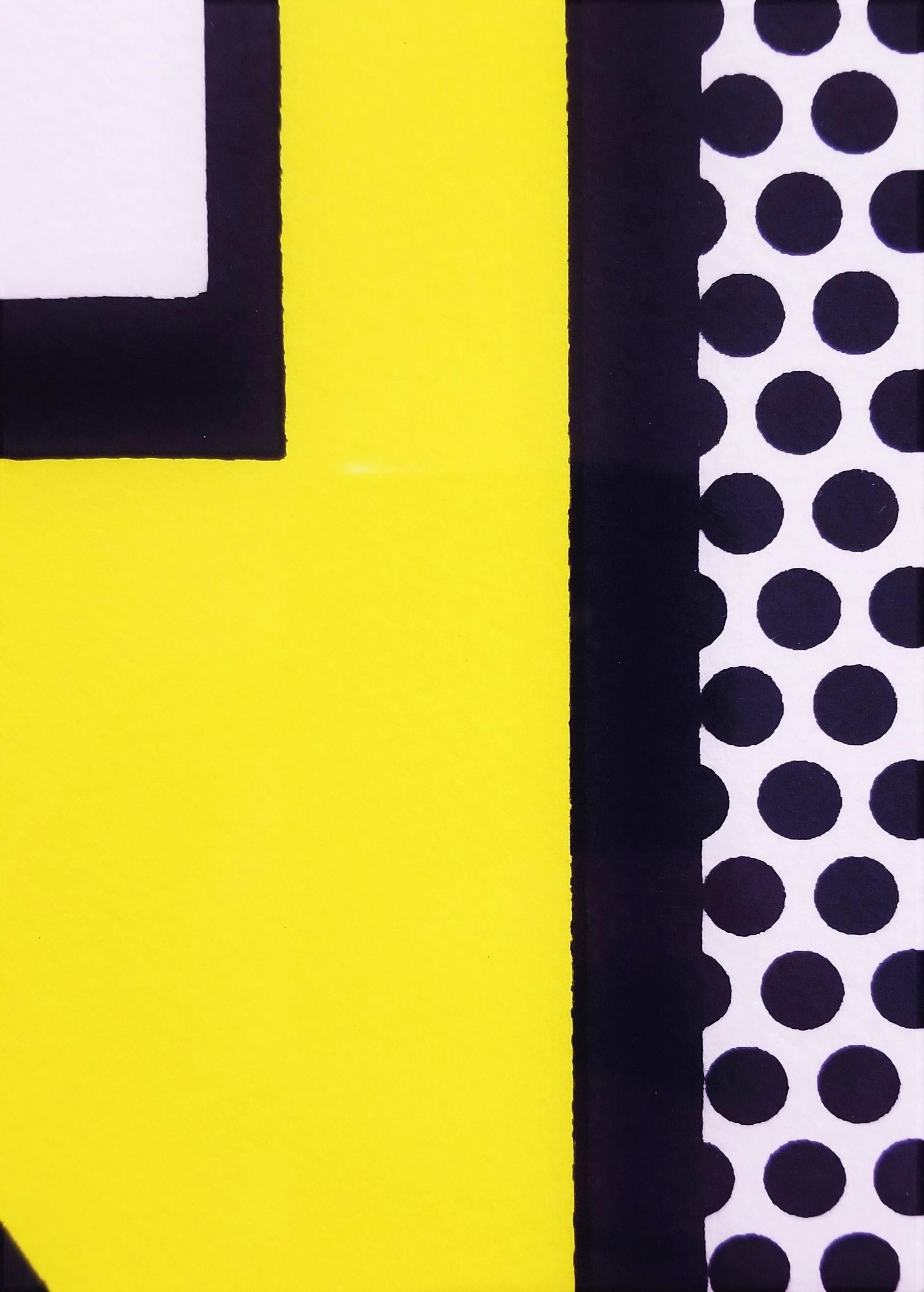 Repeated Design /// Pop Art Roy Lichtenstein Abstract Geometric Yellow Black NY For Sale 12