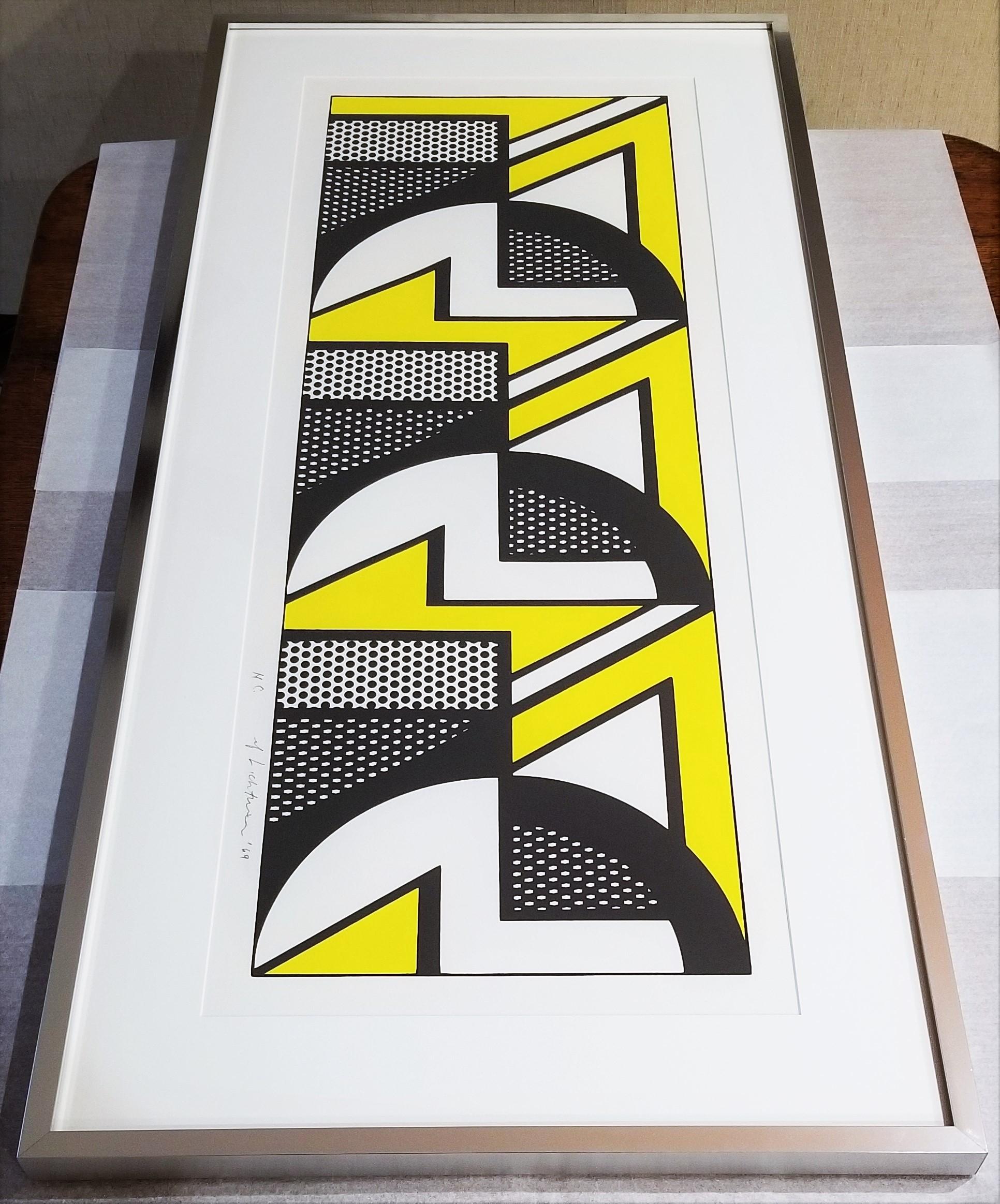Repeated Design /// Pop Art Roy Lichtenstein Abstract Geometric Yellow Black NY For Sale 16