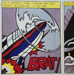 ROY LICHTENSTEIN "AS I OPENED FIRE" TRITTICO COMPOSTO DA 3 PEZZI, FIRMATO (PANNELLO DESTRO) 1966