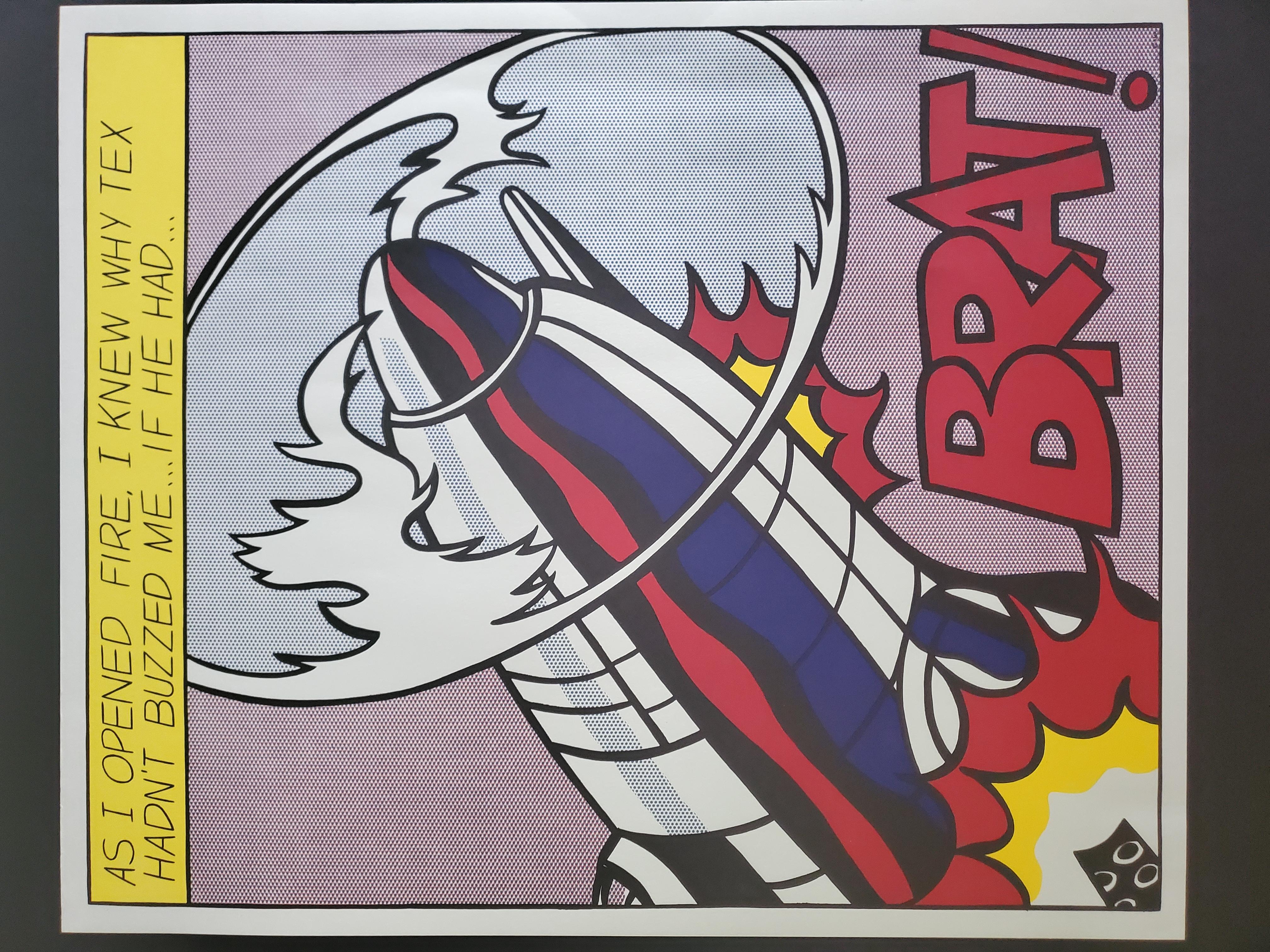 ROY LICHTENSTEIN 'AS I OPENED FIRE' TRIPTYCH SET OF 3, SIGNED (RIGHT PANEL) 1966 - Gray Abstract Print by Roy Lichtenstein