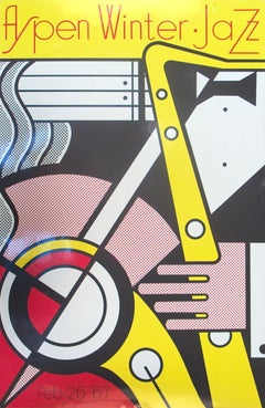 Roy Lichtenstein-Aspen Jazz-40" x 26"-Serigraph-1967-Pop Art-Yellow, Red, Black