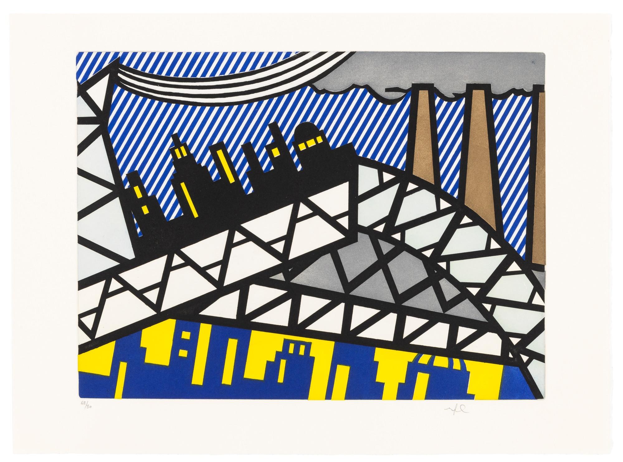 Roy Lichtenstein
Bayonne en Entrant dans NYC, 1991
Etching and aquatint on 250-gram Velin d'Arches paper