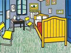 Framed 1994 Bedroom at Arles Offset Lithograph, Abstract Impressionist