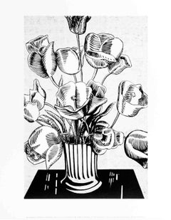 Roy Lichtenstein 'Black Flowers'- Pop Art, Vintage