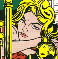 Blonde Waiting Offset Lithograph, Abstract Expressionist, Framed, 1994