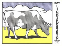 Vintage ROY LICHTENSTEIN Cow Going Abstract Triptych, 1982-Numbered