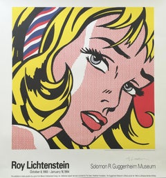 Roy Lichtenstein 'Girl with hair ribbon' Signed:: Guggenheim Exhibition Poster