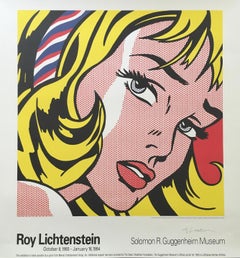 Roy Lichtenstein 'Girl with hair ribbon' Signed, Guggenheim Exhibition Poster