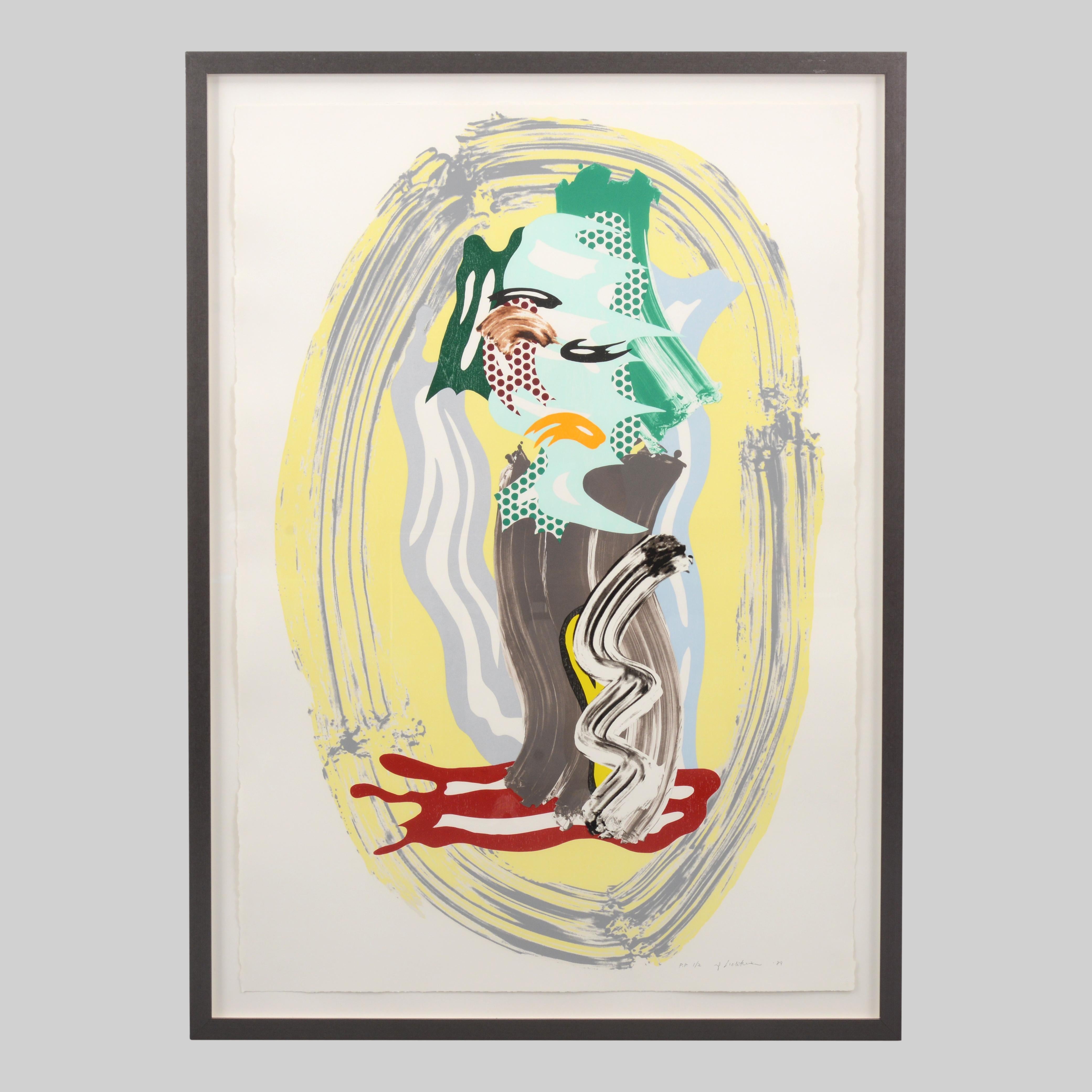 Roy Lichtenstein GREEN FACE Lithographie & Sérigraphie, 58.5 