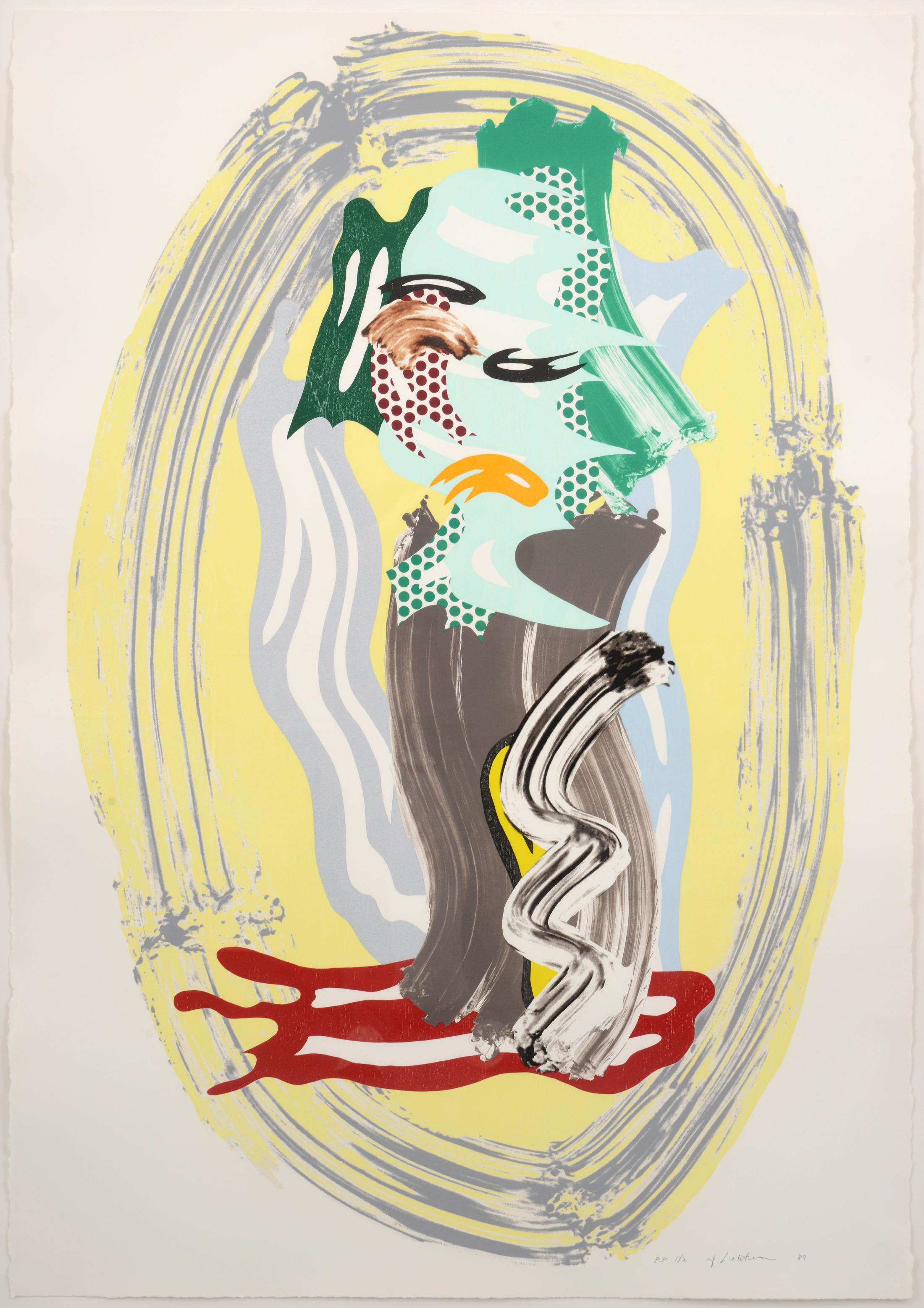 Roy Lichtenstein GREEN FACE Lithographie & Sérigraphie, 58.5 