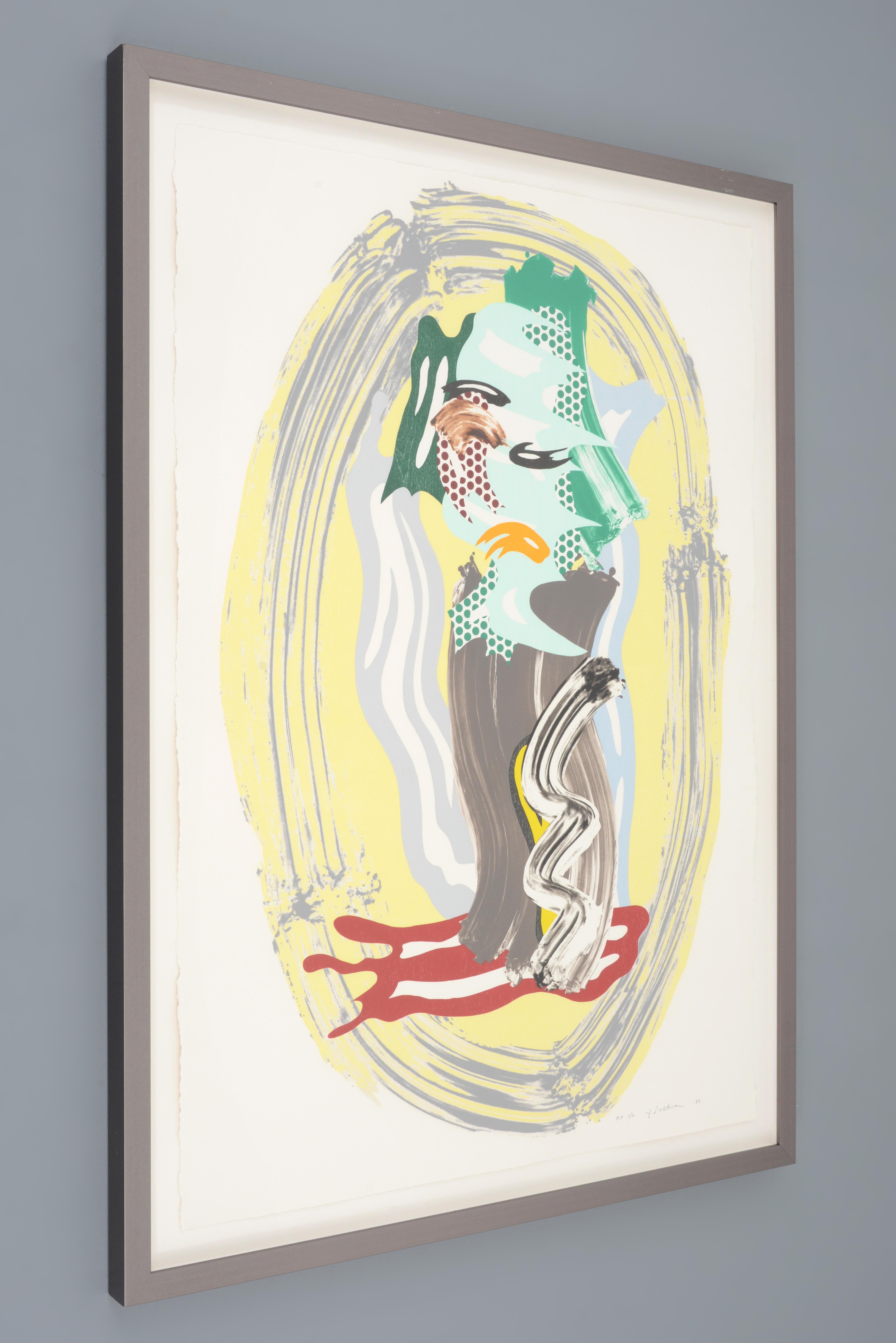 Roy Lichtenstein GREEN FACE Lithographie & Sérigraphie, 58.5 