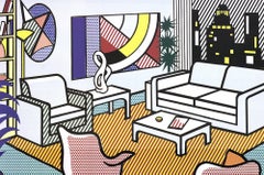 Roy Lichtenstein 'Interno con skyline, collage per pittura' Vintage Pop Art