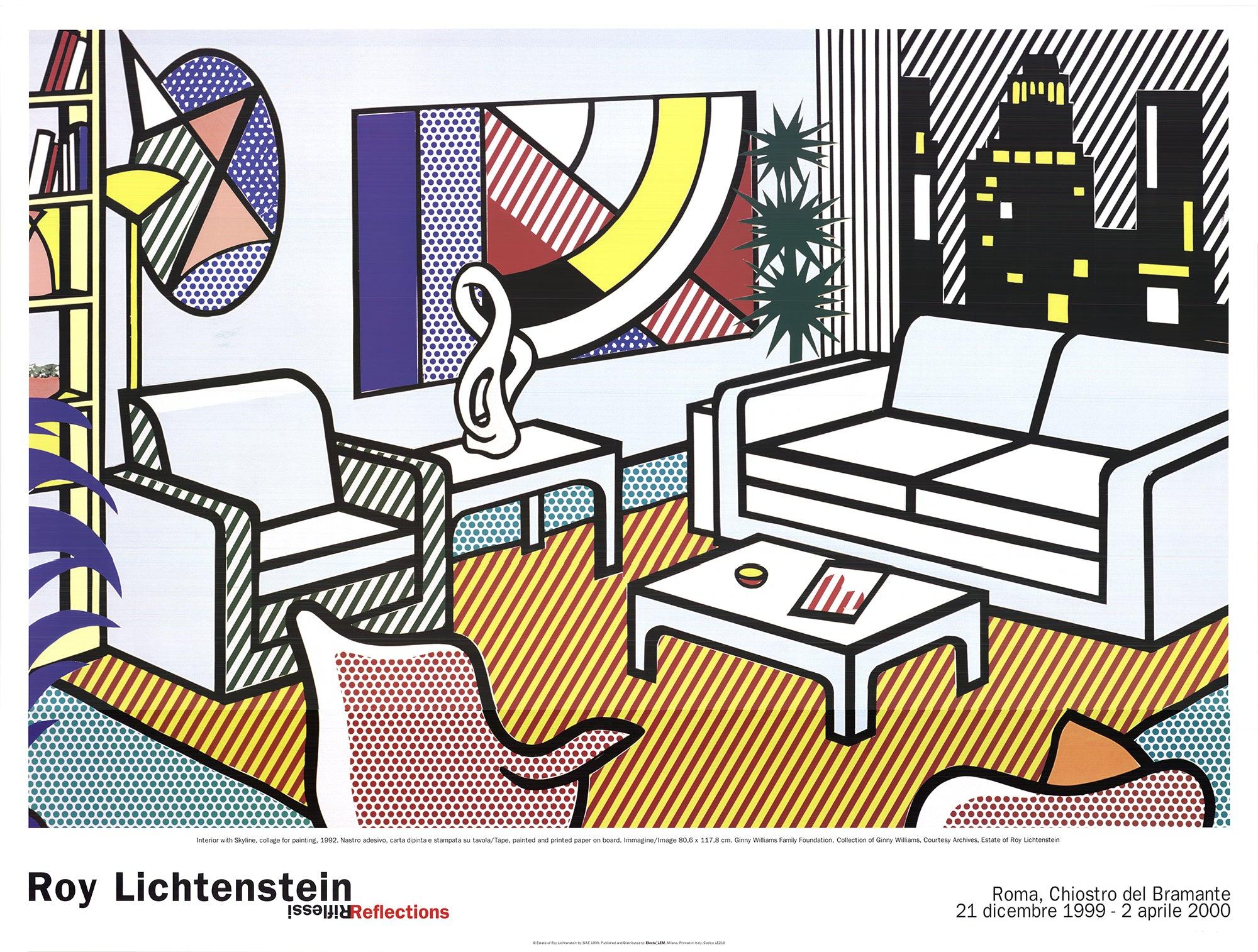 Roy Lichtenstein 'Interior with Skyline, Collage for Painting' Vintage Pop Art