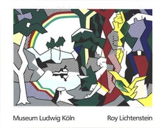 Landschaft von Roy Lichtenstein mit Figuren und Regenbogen Lg-39,25 Zoll" x 51 Zoll"-Serigrafie