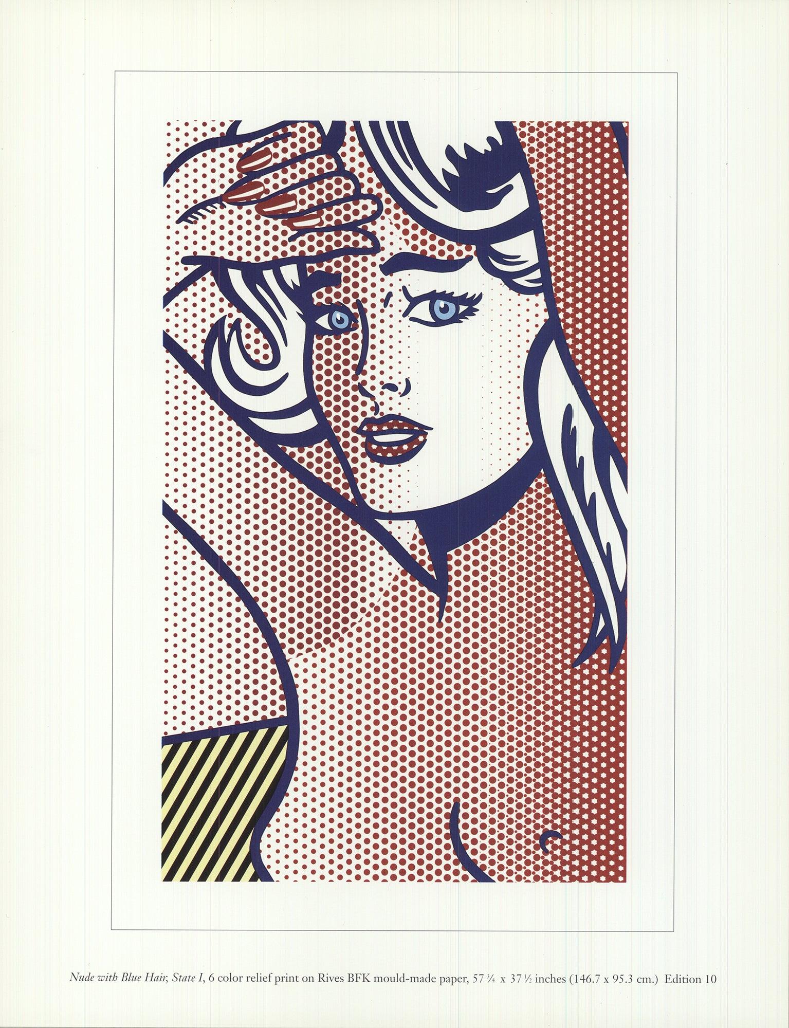 Roy Lichtenstein "Desnudo con pelo azul; Estado 1" 1997 de la Cartera Desnudos