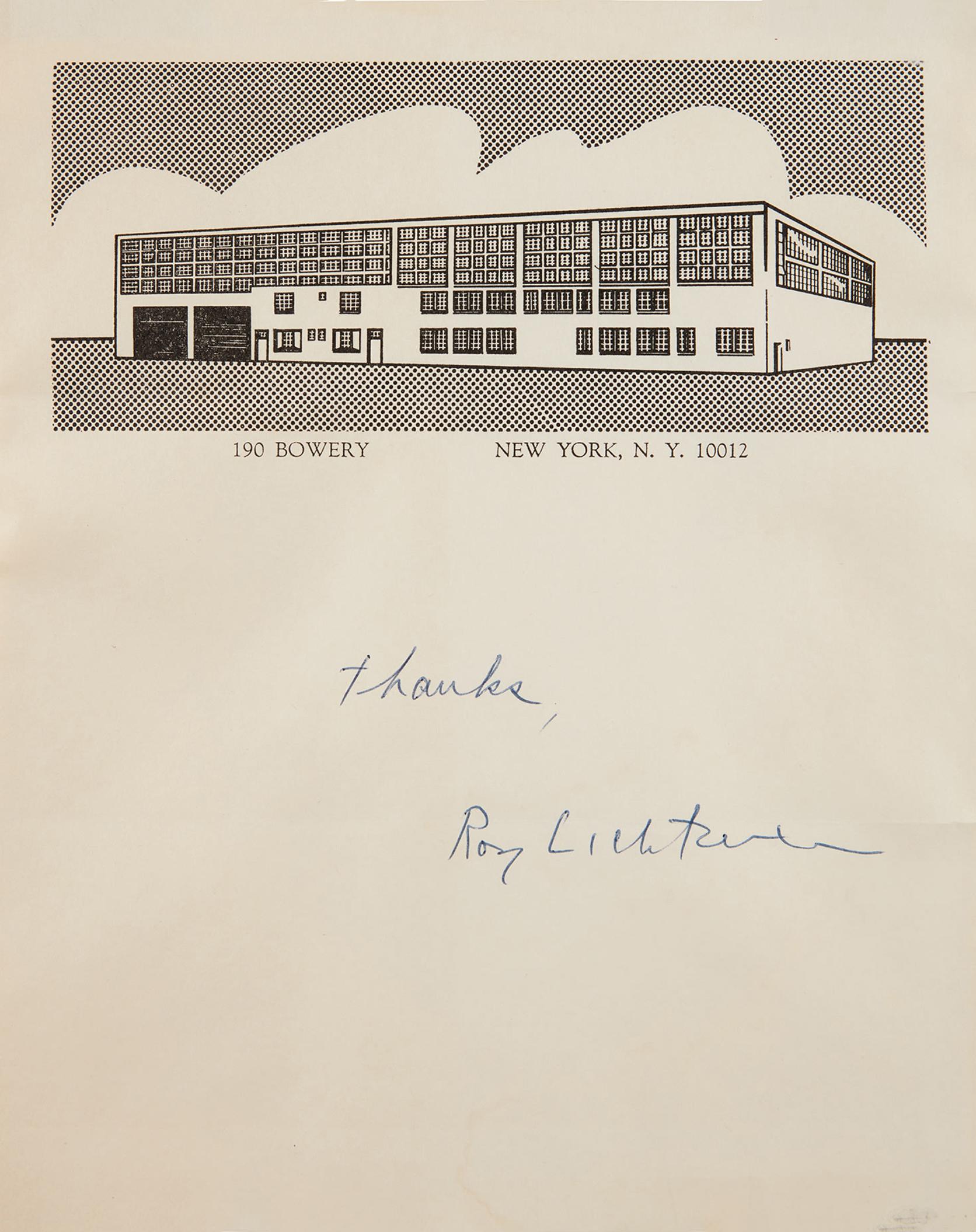 Inmobiliaria Roy Lichtenstein (membrete firmado a mano) en venta 4