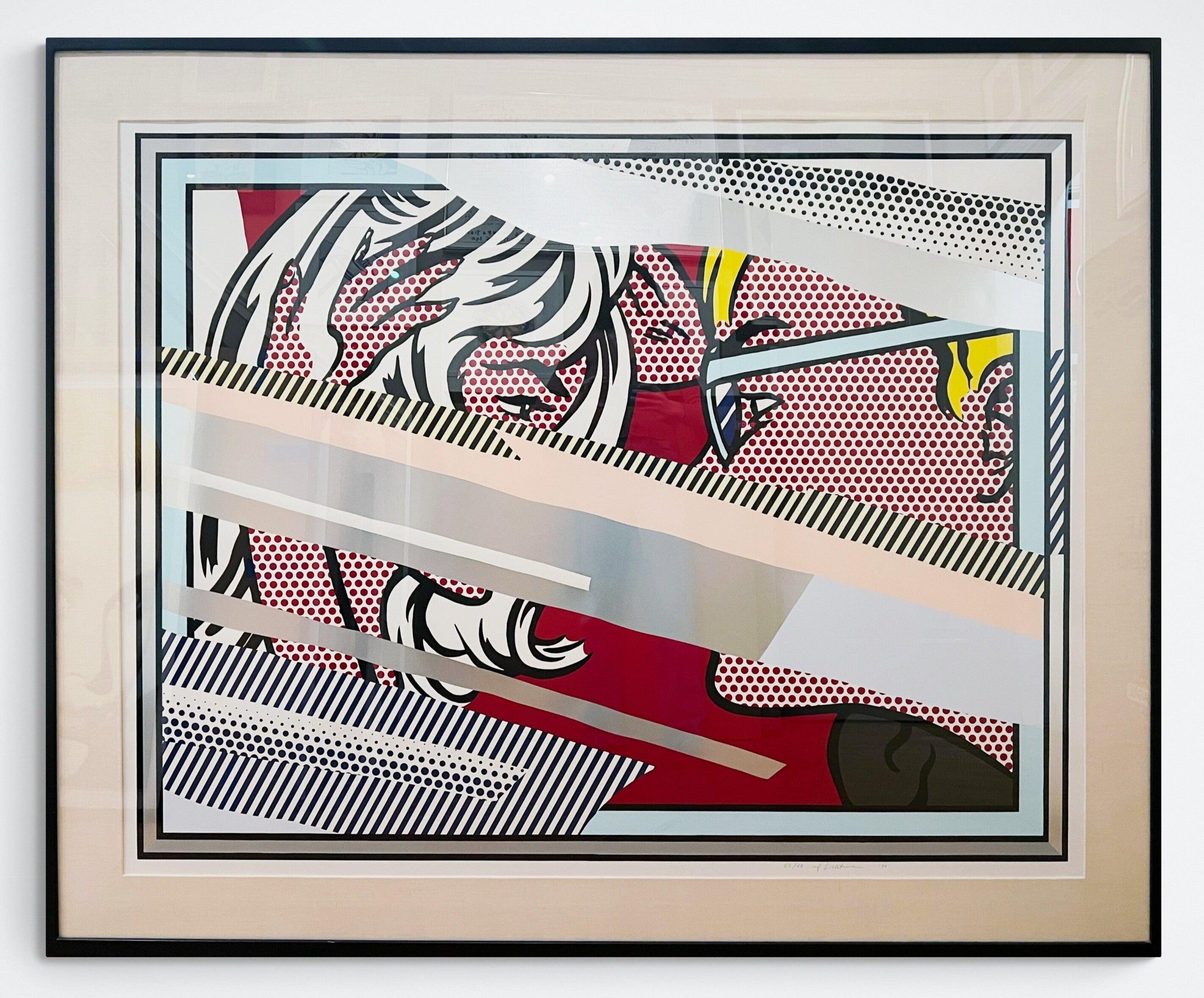 Artist: Roy Lichtenstein
Title: Reflections on Conversation
Medium: Lithograph, screenprint, relief and metalized PVC collage with embossing on mold-made Somerset paper
Year: 1990
Edition: 53/68
Sheet Size: 53 3/4