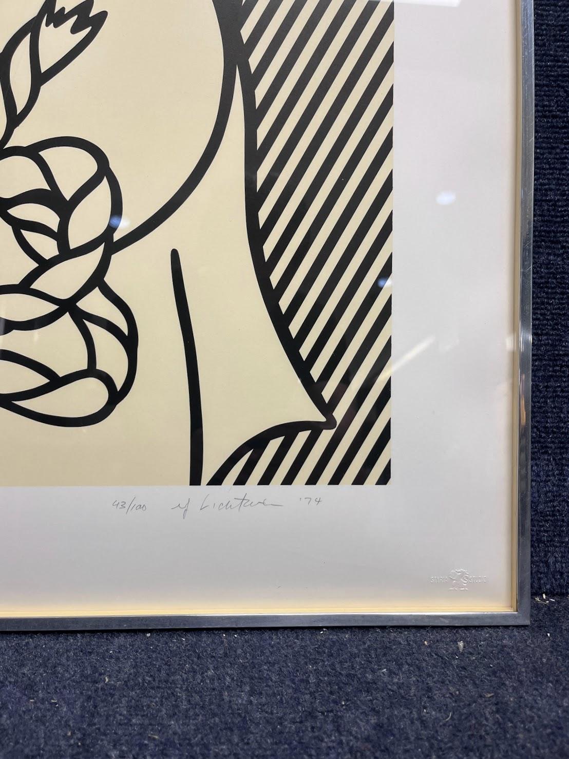 ROY LICHTENSTEIN (1923-1997)

Roy Lichtenstein's 'Still Life with Lobster' is a 1974 color lithograph and silkscreen. This work is signed, dated 'Lichtenstein '74' and numbered 43/100. This work in good condition and framed with slight fading to the