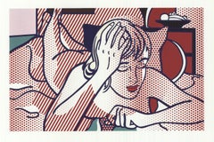 Roy Lichtenstein "Nudo pensante, Stato I" 1997 dalla cartella Nudi