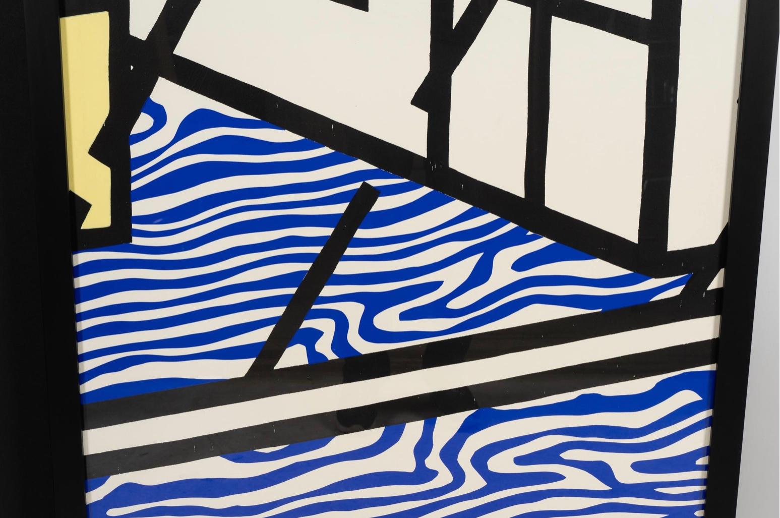 Roy Lichtenstein 'Wallpaper With Blue Floor Interior' 1992 For Sale 8