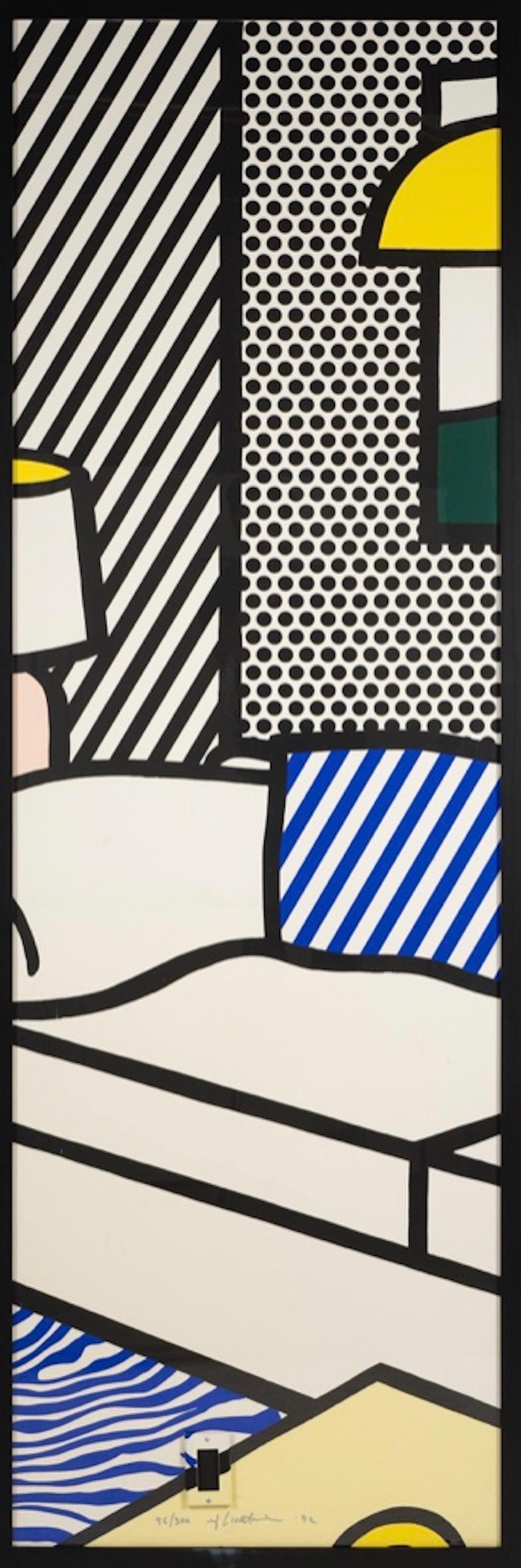 Roy Lichtenstein 'Wallpaper With Blue Floor Interior' 1992 For Sale 1