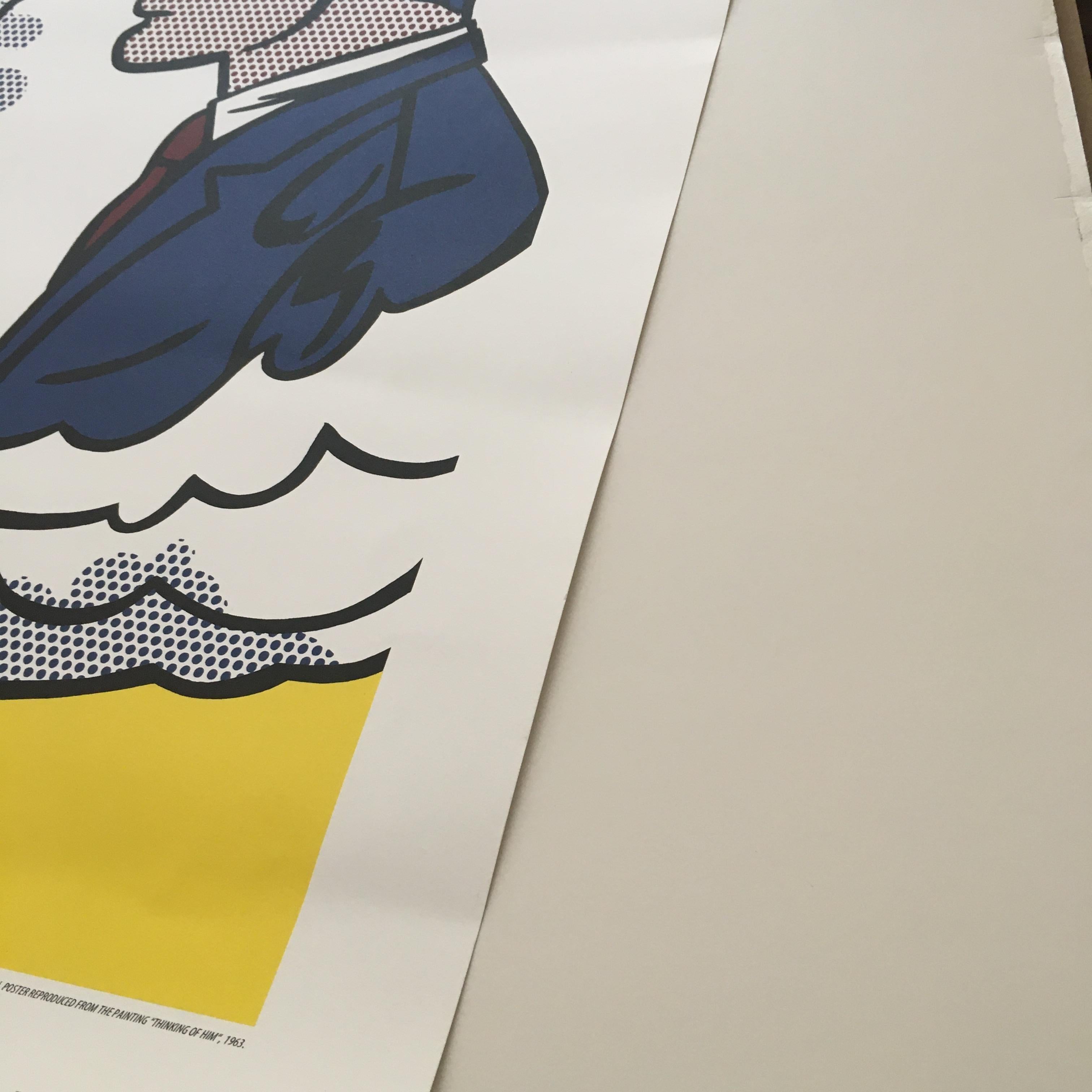 Yale University Art Gallery (Thinking of Him), Signed Poster - Beige Figurative Print by Roy Lichtenstein
