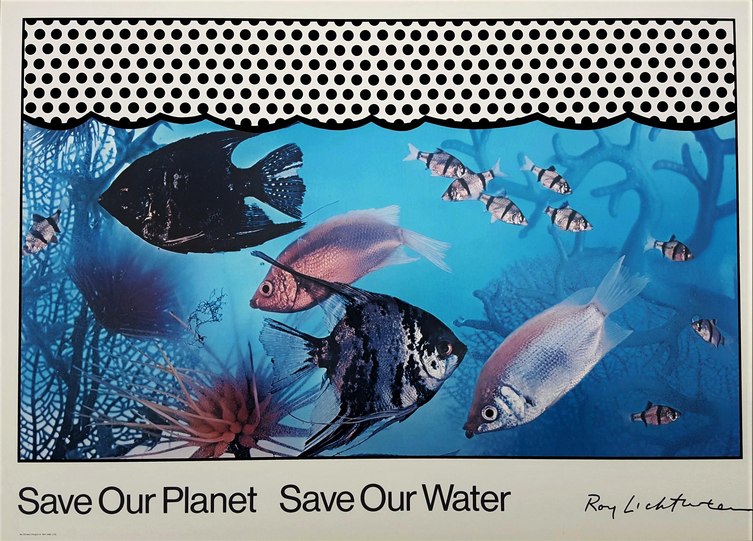 Roy Lichtenstein Animal Print - Save Our Planet Save Our Water