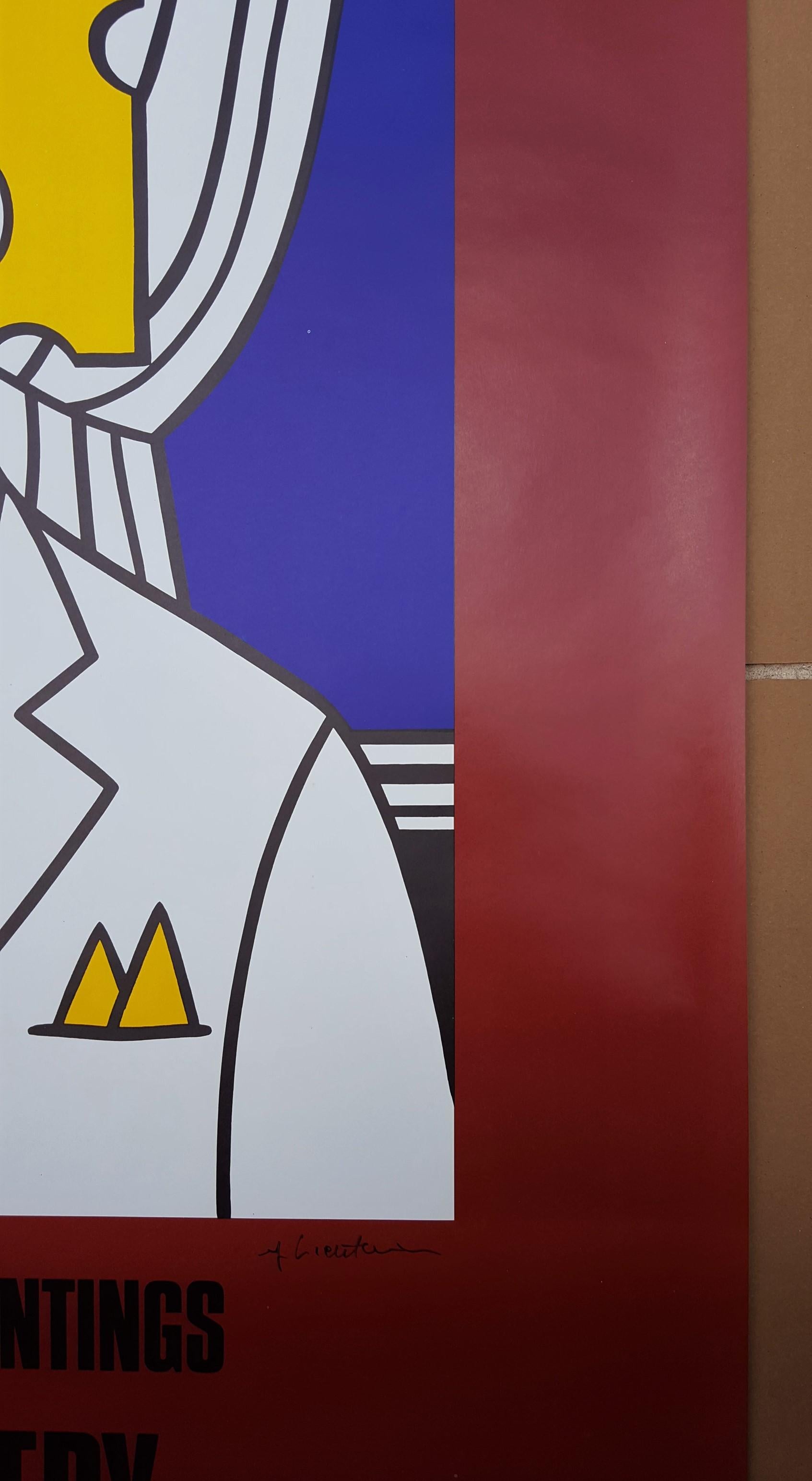 An original signed offset lithograph exhibition poster on smooth wove paper by American artist Roy Lichtenstein (1923-1997) titled 