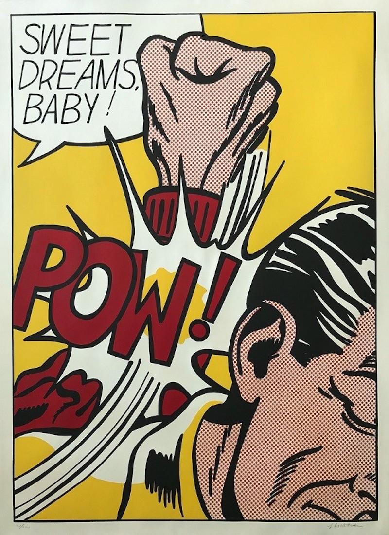 An early and iconic image by Roy Lichtenstein, Sweet Dreams Baby! is one of the most recognizable of Lichtenstein’s prints and is enormously collectible.  Created in 1965 as a screenprint, it is hand-signed and numbered in pencil, measures 37 5/8 x