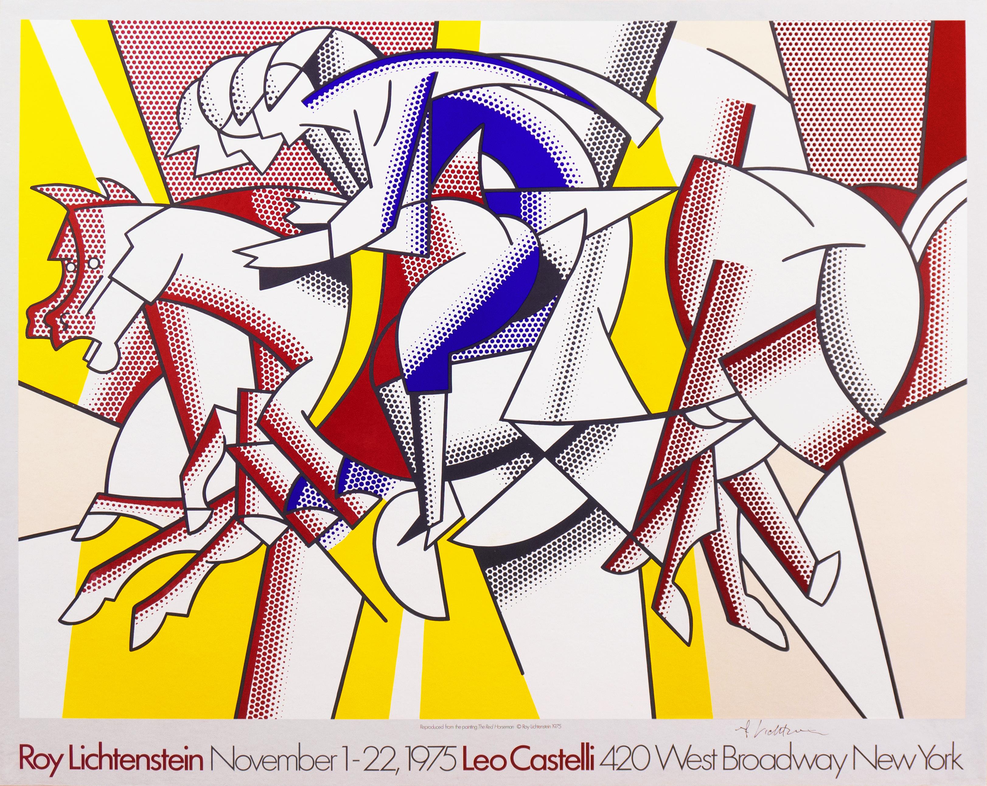 Animal Print Roy Lichtenstein - Affiche d'exposition « The Red Horseman » signée à la main, Leo Castelli Gallery, Pop Art