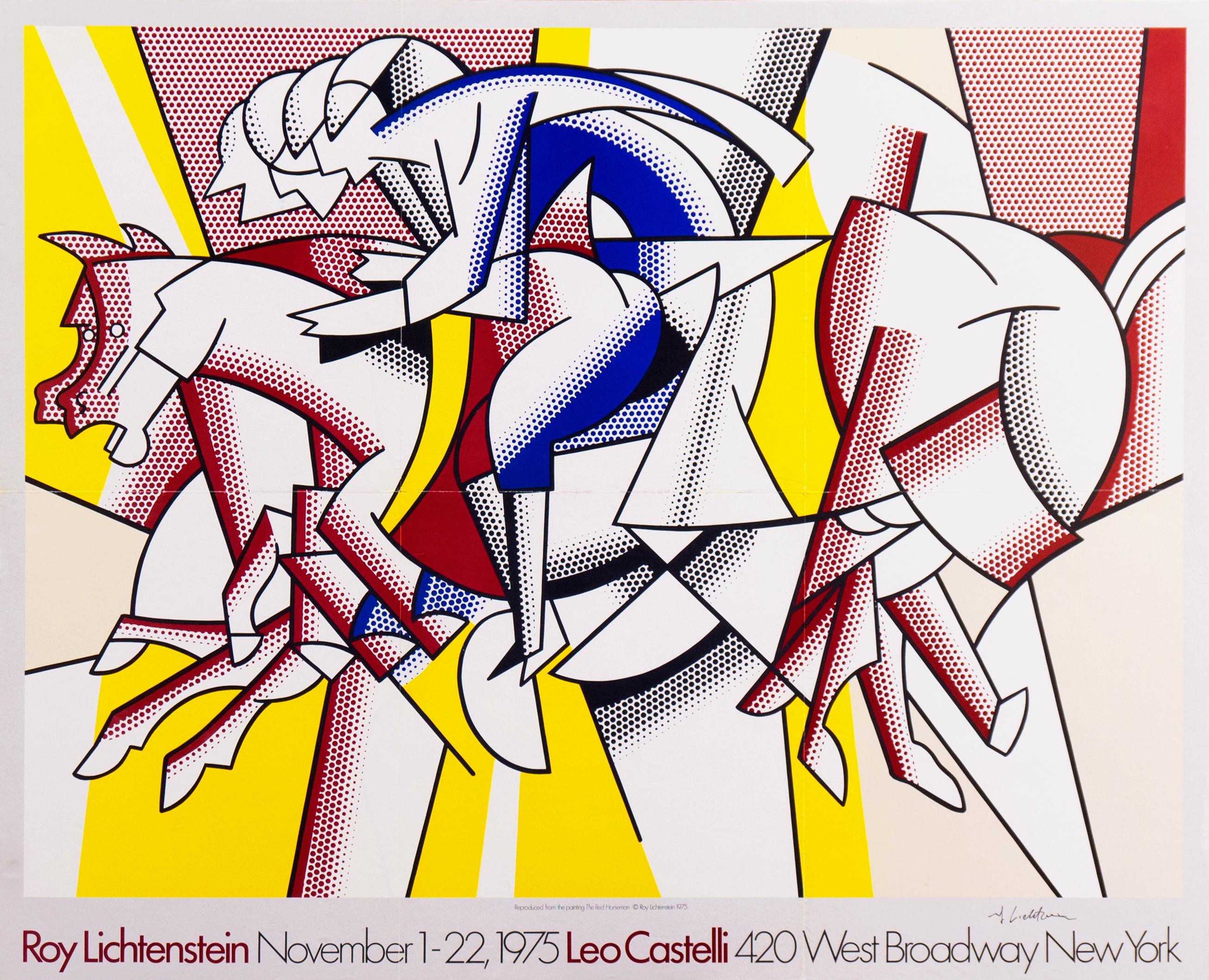 Roy Lichtenstein Figurative Print - The Red Horseman', Signed Leo Castelli Gallery Exhibition Poster, Pop Art