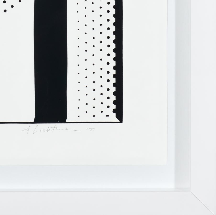 Twin Mirrors (A.C.102) est une sérigraphie sur papier créée pour le musée Guggenheim en 1970, 35 x 21 pouces, signée et datée.  rf Lichtenstein '70' en bas à droite et numéroté 94/250 en bas à gauche (tiré à 250 exemplaires plus un nombre inconnu
