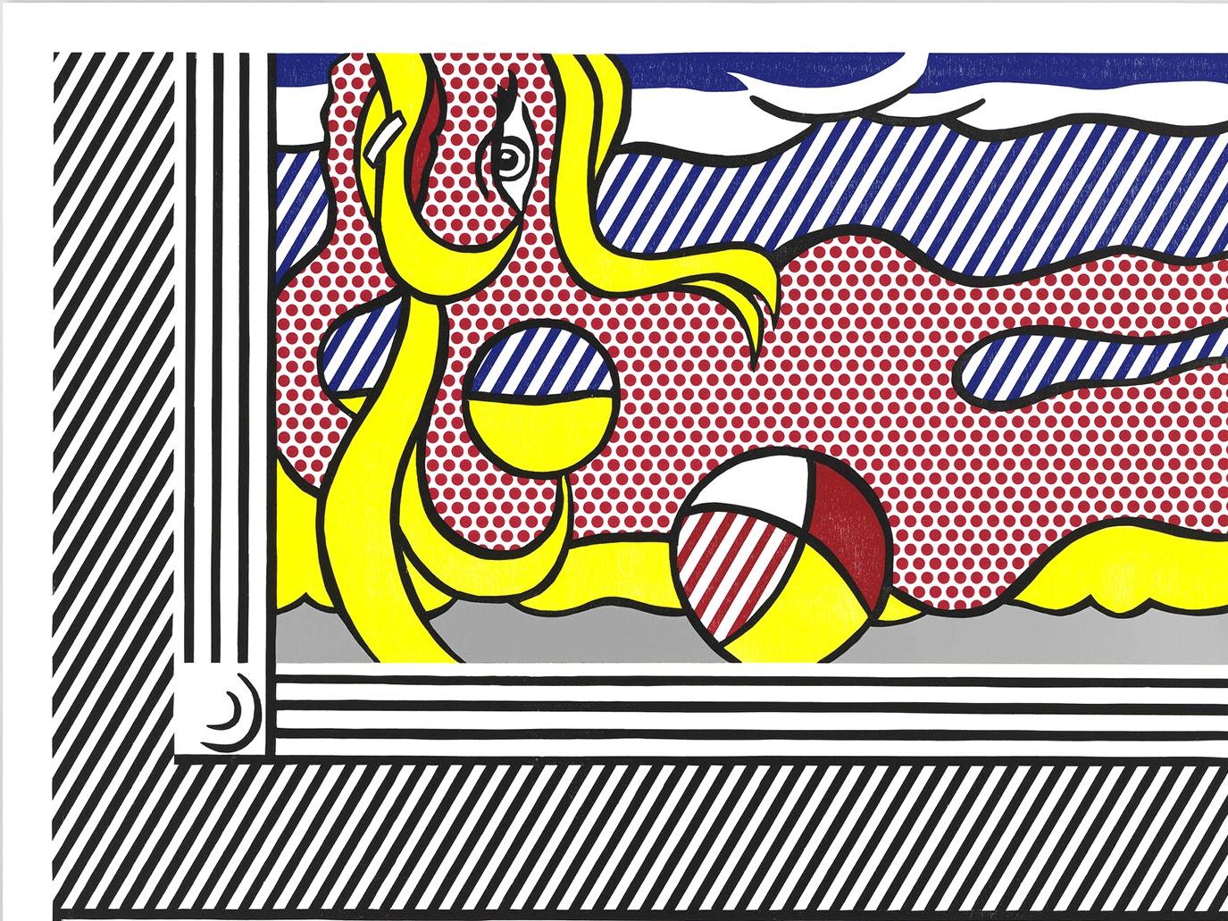 Due dipinti: Beach Ball' Pop Art Woodcut Collage Litografia Serigrafia, 1984 - Print di Roy Lichtenstein