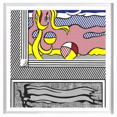 Due dipinti: Beach Ball' Pop Art Woodcut Collage Litografia Serigrafia, 1984