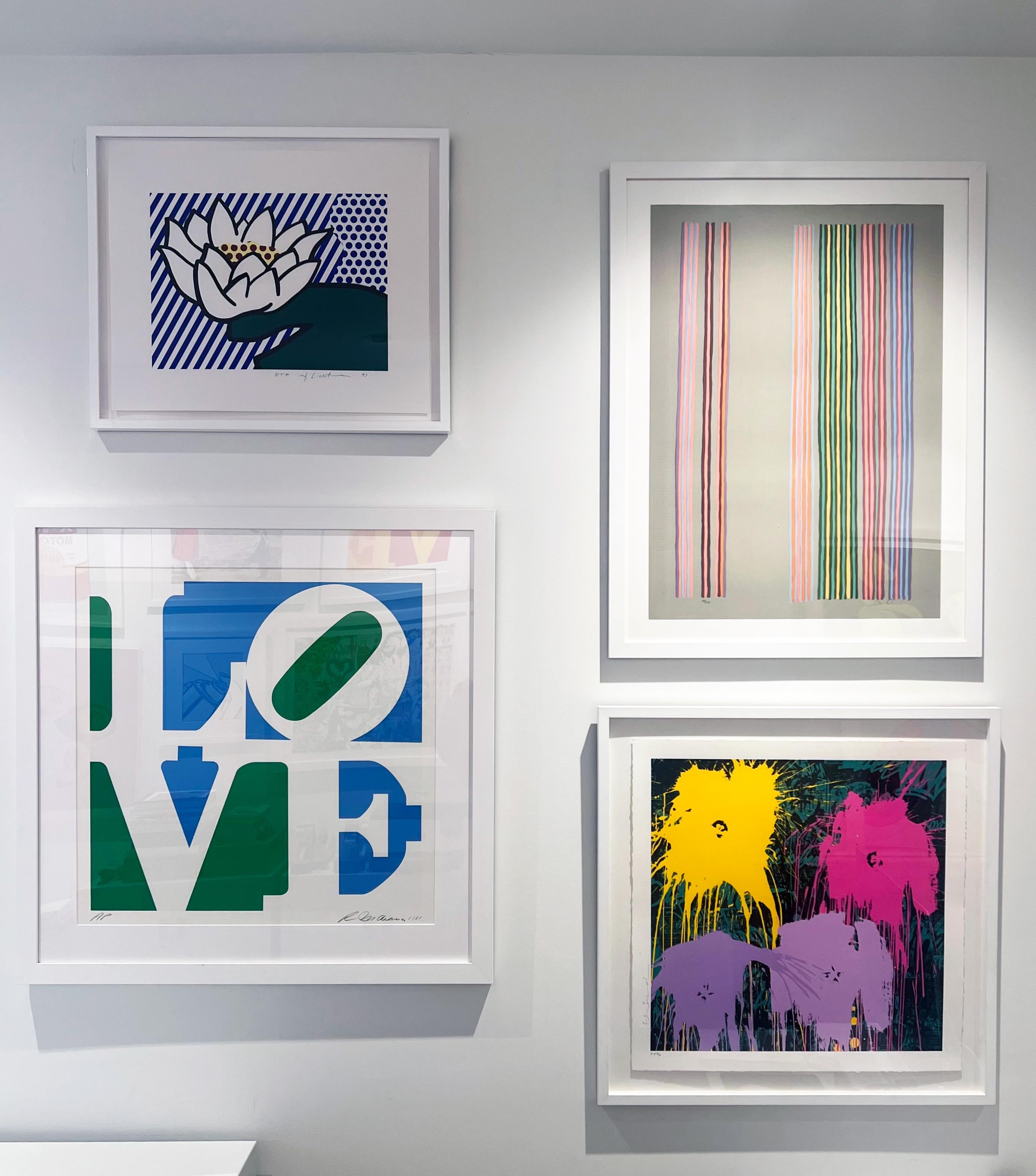 Artist: Roy Lichtenstein
Title: Water Lily
Medium: Screenprint on Lana Royale paper
Date: 1993
Edition: RTP (aside from the edition of 130)
Frame Size: 21 3/8