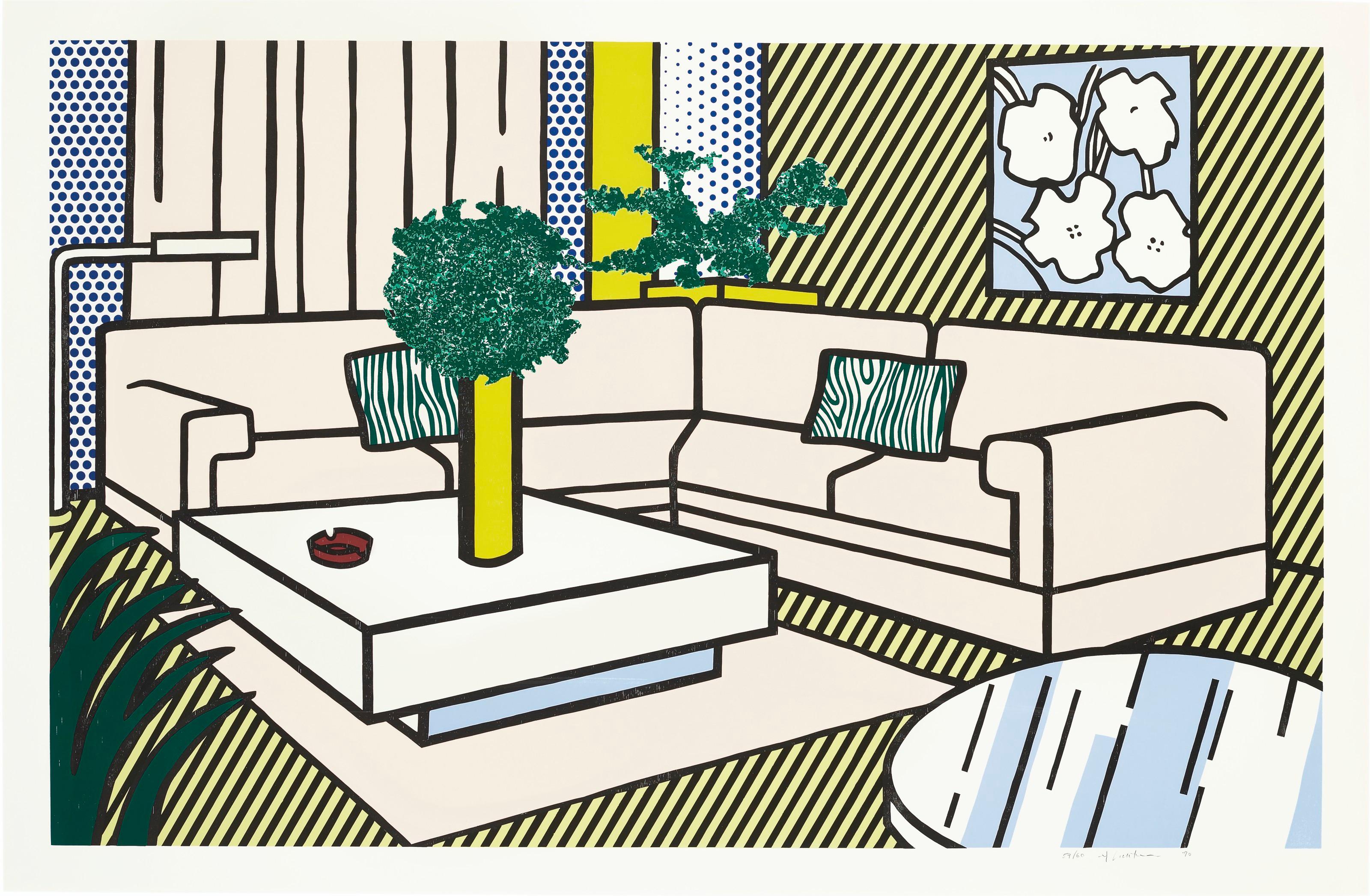 Roy Lichtenstein Interior Print - Yellow Vase, from Interior Series