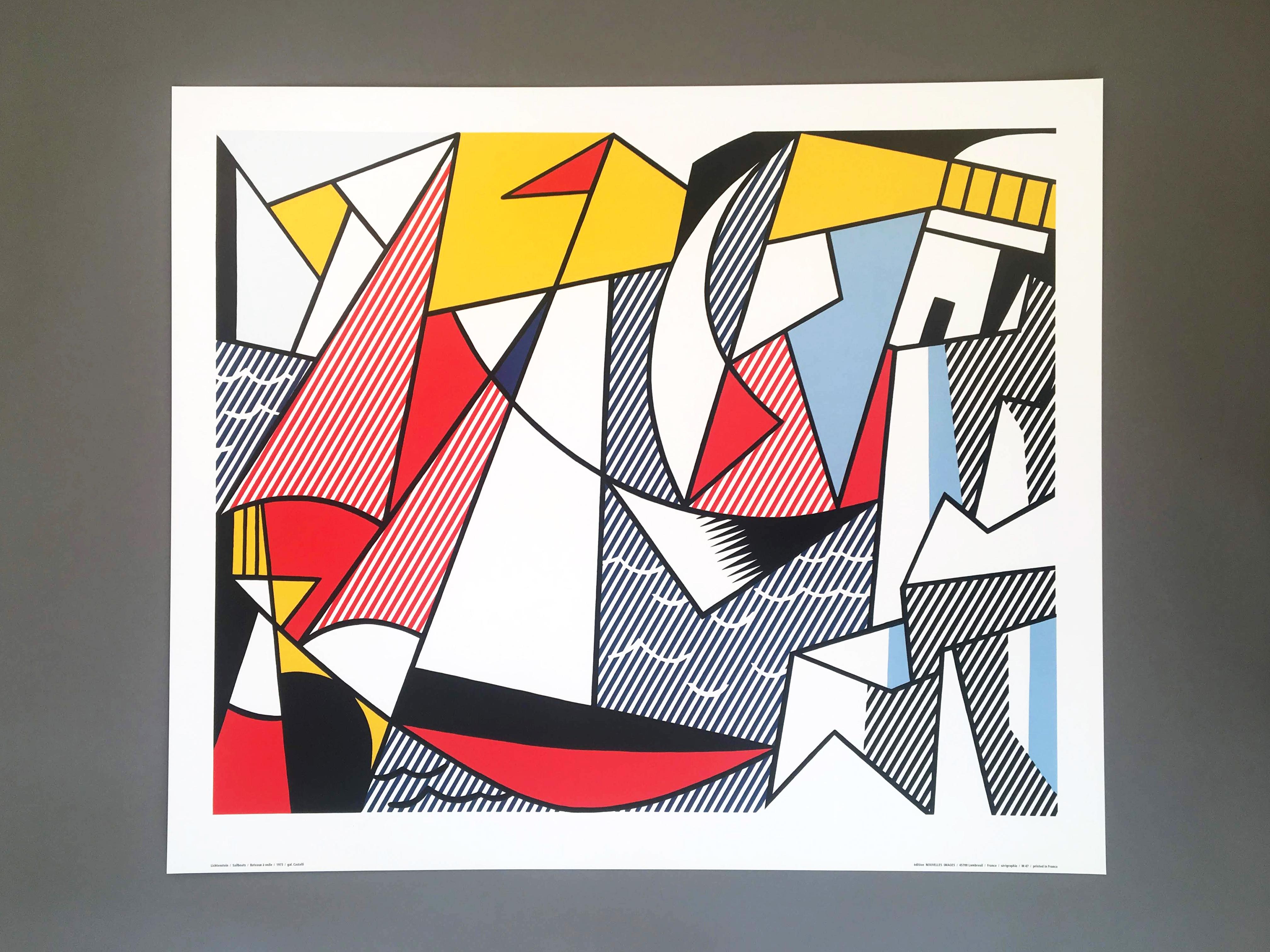 Roy Lichtenstein (United States, 1923-1997)
'Sailboats', 1973
 
The image features Lichtenstein's pop art deconstruction of boats by the harbor from the painting 'Sailboats' from 1973. This print was published by the Leo Castelli Gallery and printed