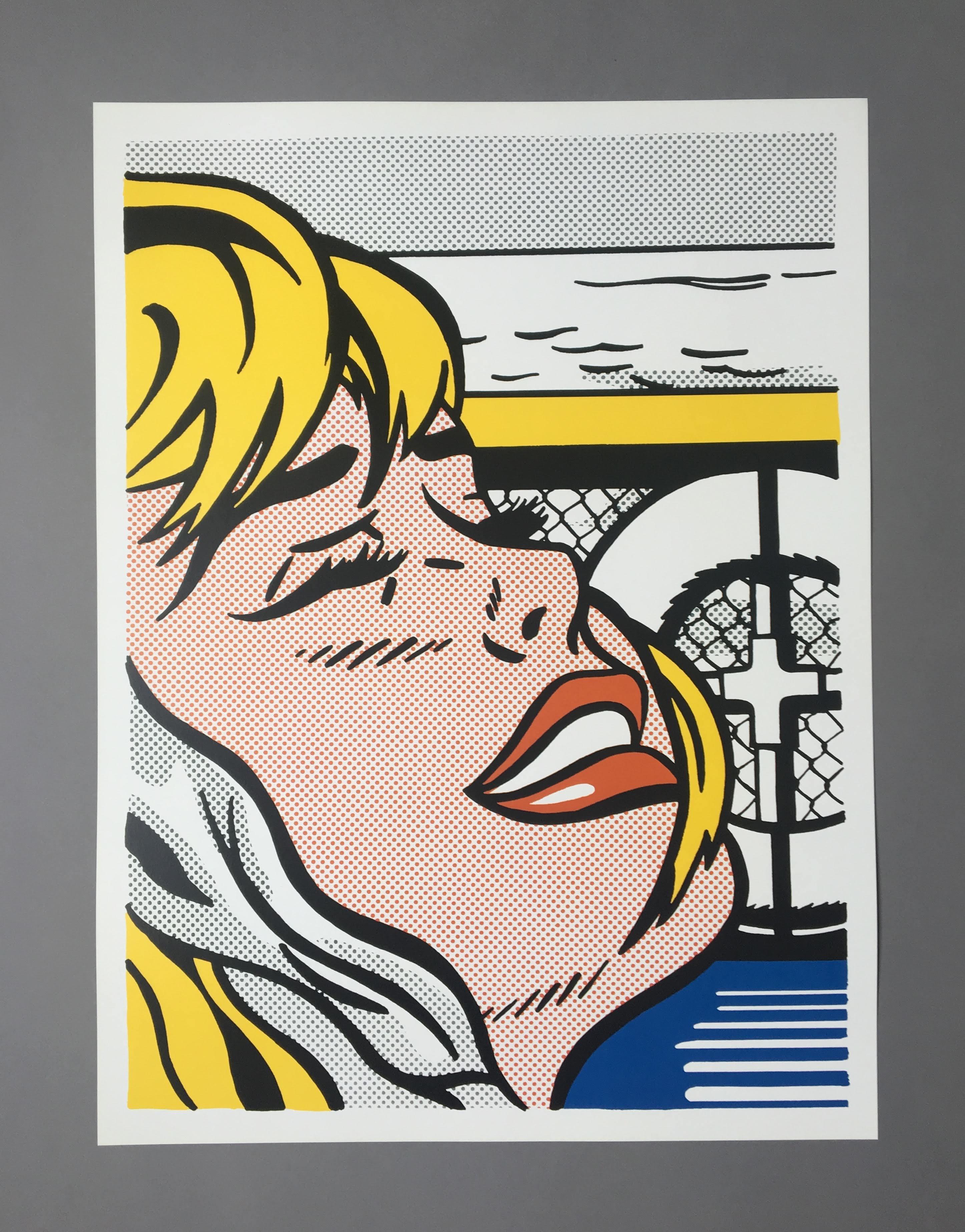 (after) Roy Lichtenstein (United States, 1923-1997)
'Shipboard Girl', 1982
 
The image features Lichtenstein's famous 'Shipboard Girl' from 1965. This print was published by Manifesti di Electa for the renowned Roy Lichtenstein exhibition in