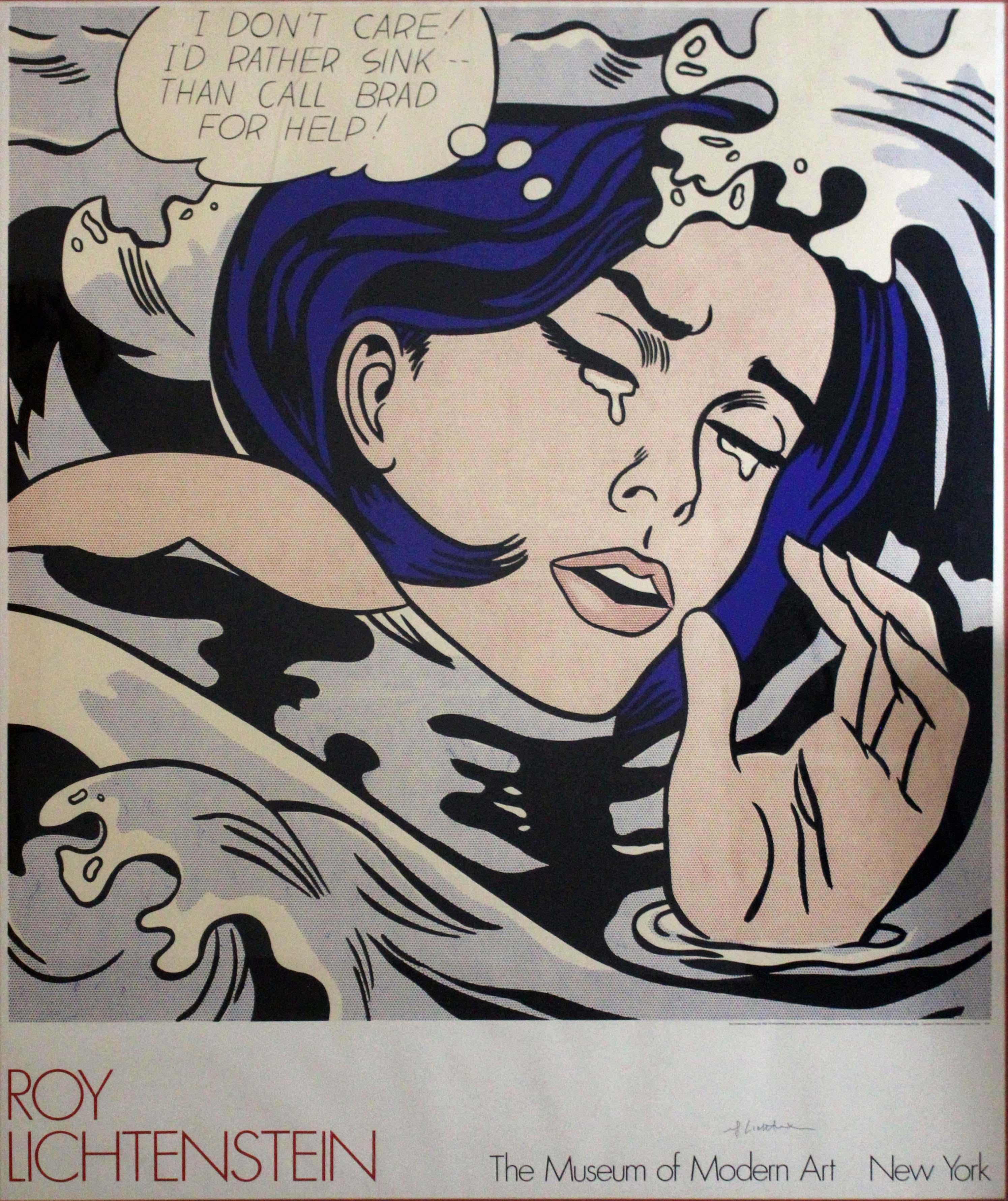Roy Lichtenstein Signed Drowning Girl Museum of Modern Art Vintage 1989 Framed 4