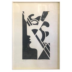 Roy Lichtenstein Signed Embossed Graphite Limited Print Modern Head #5, 1970