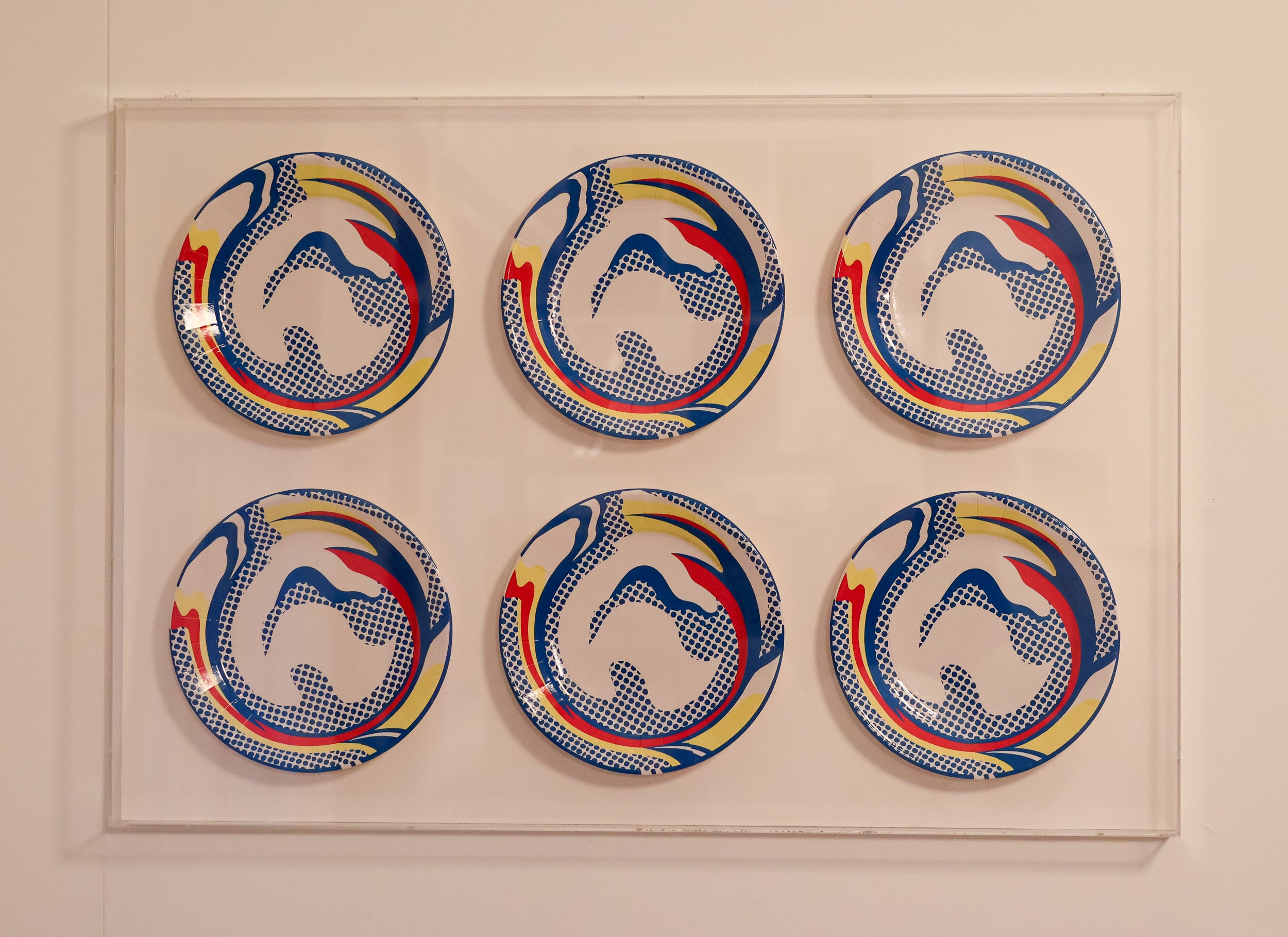 Americano Roy Lichtenstein Sei piatti di carta Collage in vendita