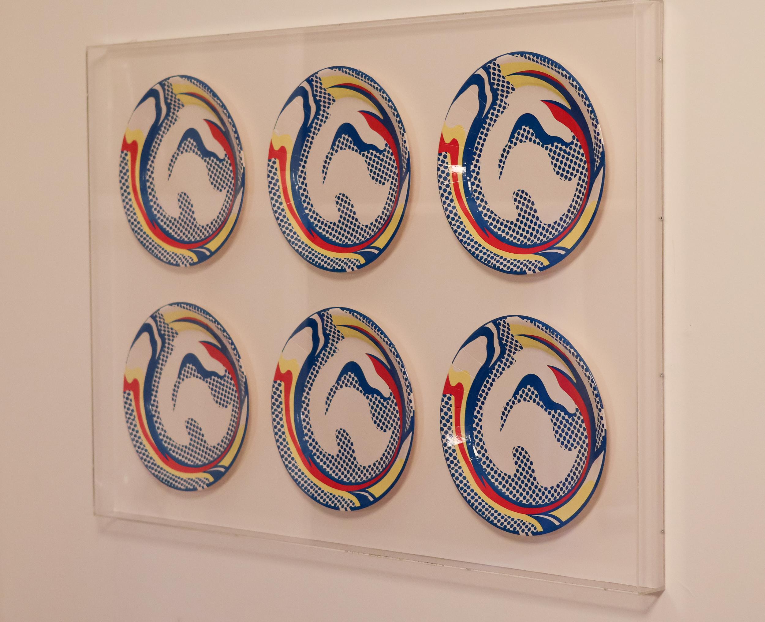 Metà XX secolo Roy Lichtenstein Sei piatti di carta Collage in vendita