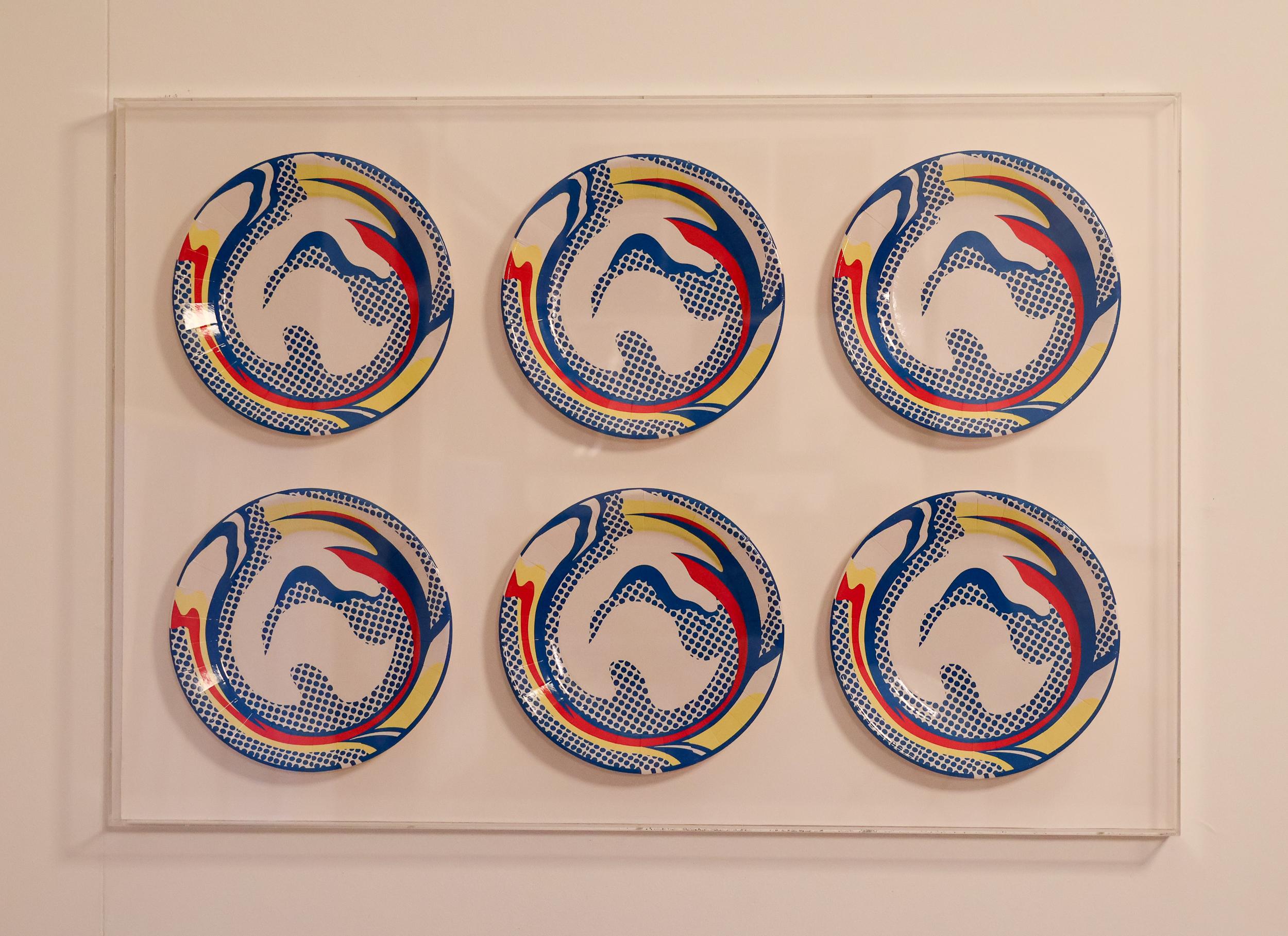 Roy Lichtenstein Sei piatti di carta Collage in vendita 3