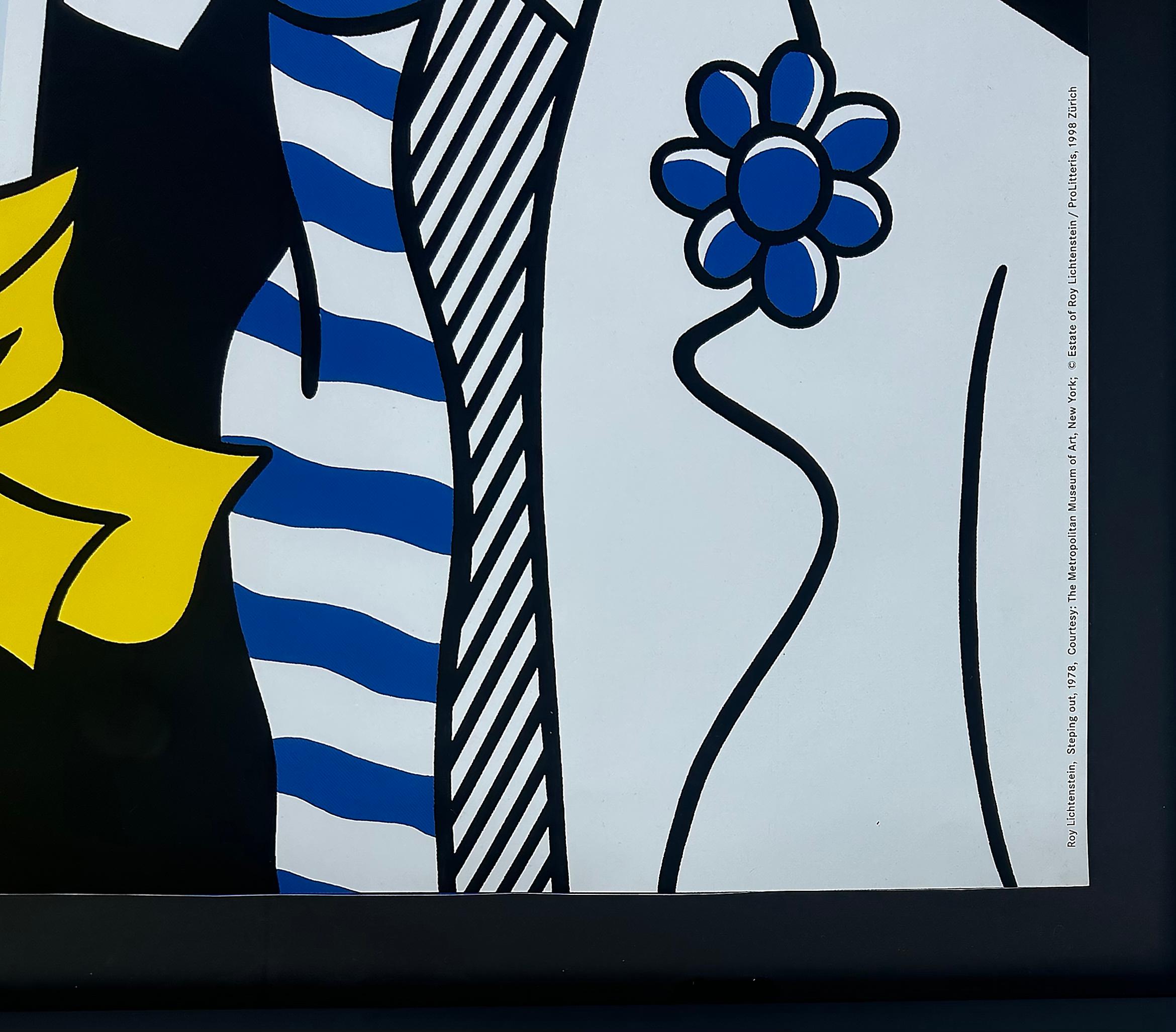Swiss Roy Lichtenstein Stepping Out Metropolitan Exhibition Poster, Switzerland 1998 For Sale