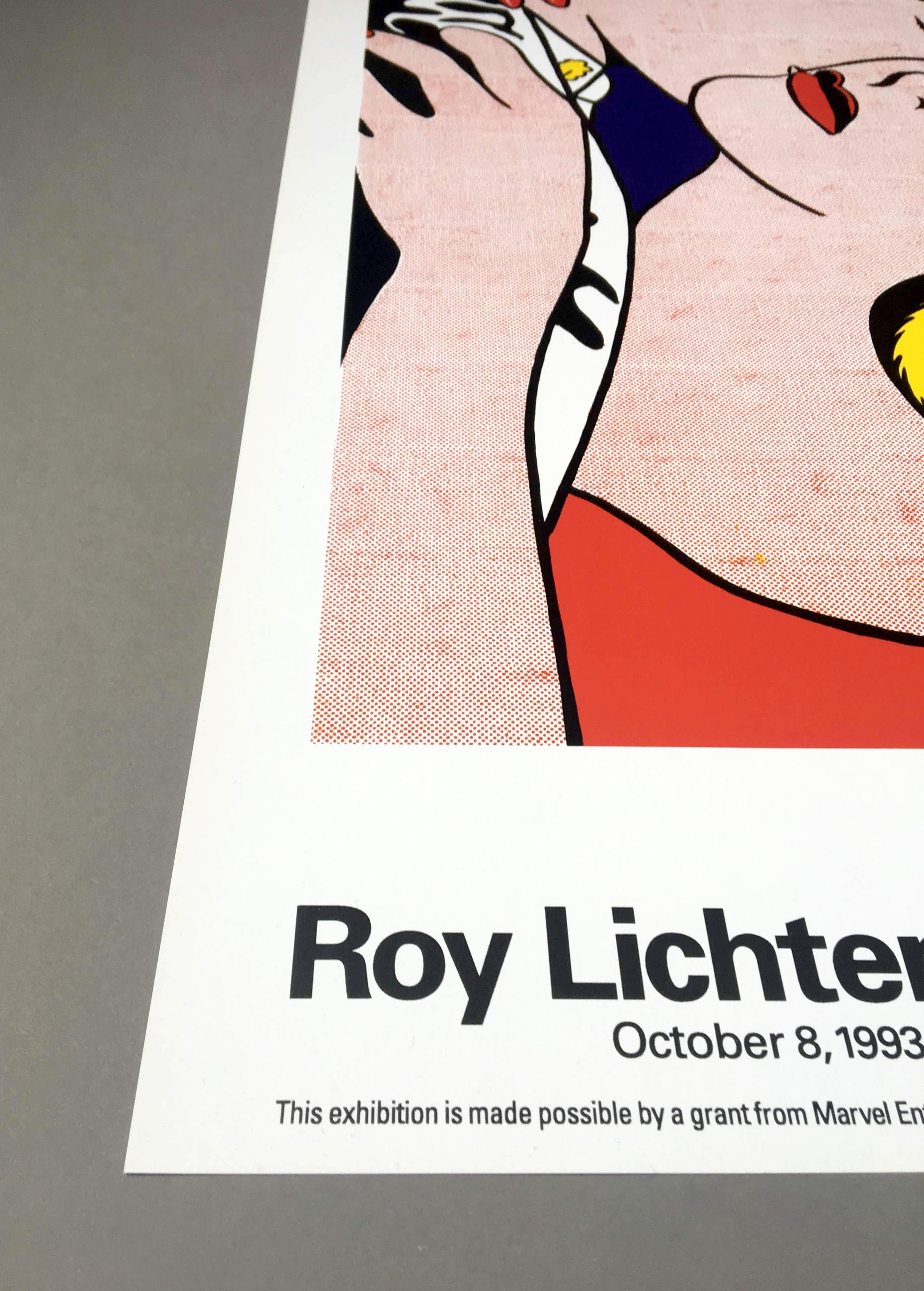 American Roy Lichtenstein 'The Kiss' Rare Original 1993 Poster Print on Wove Paper For Sale